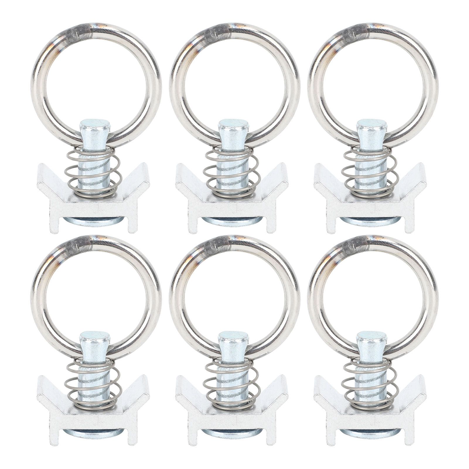 6PCS Single Stud Fitting L Track with Round Ring Stainless Steel Aluminum Cargo Control Stud Tie Down Fitting for Airline Track Logistic Installation - Image 1