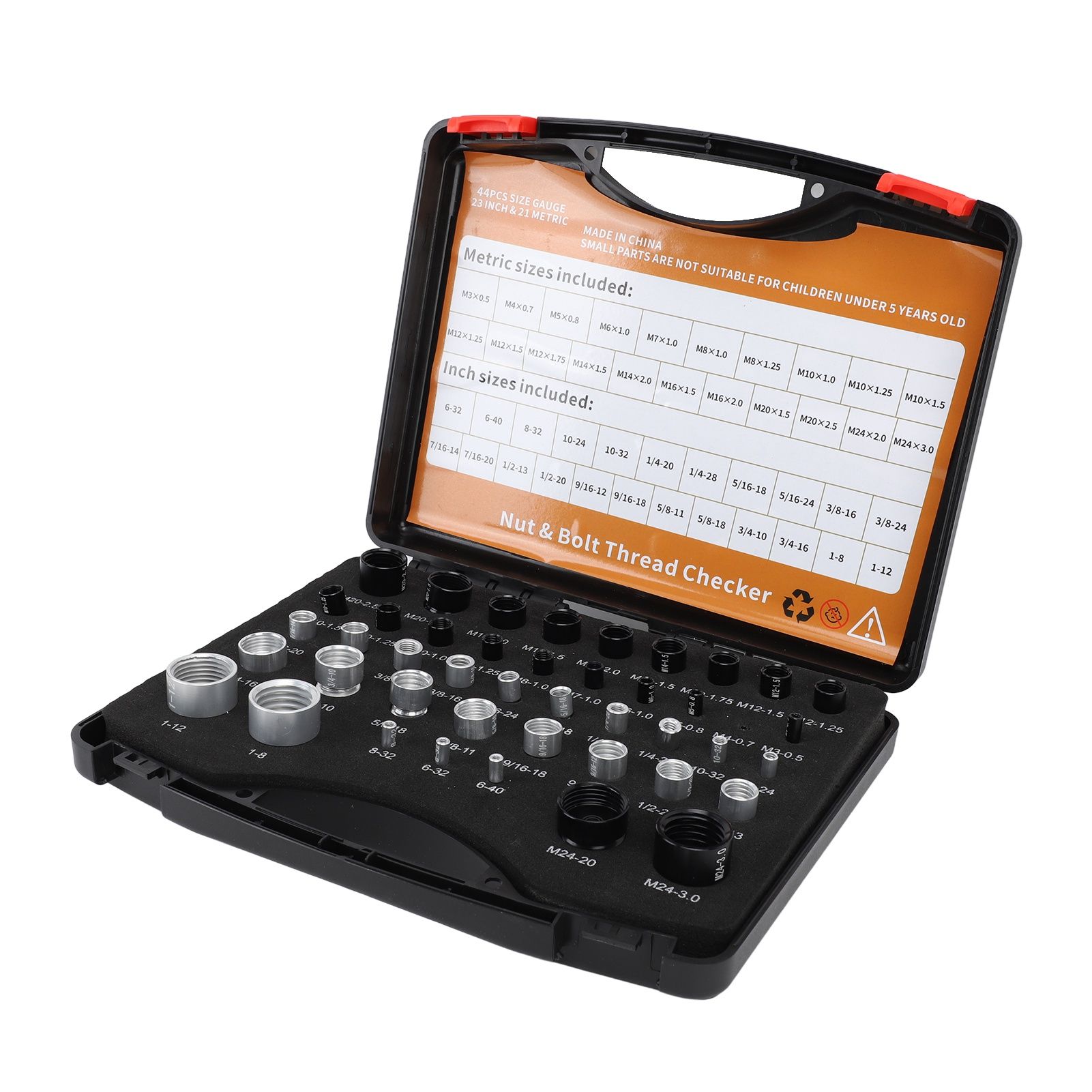 44PCS Nut and Bolt Thread Checker Aluminum High Accuracy Bolt Nut Identifier Gauge with Storage Box for Imperial and Metric Nuts - Image 3