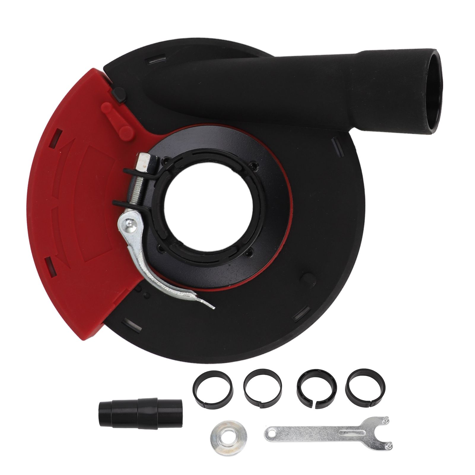 5 In Power Grinding Dust Shroud Iron PA66 Red Black Wearproof Surface Grinding Shroud for 125 150 Angle Grinders - Image 1