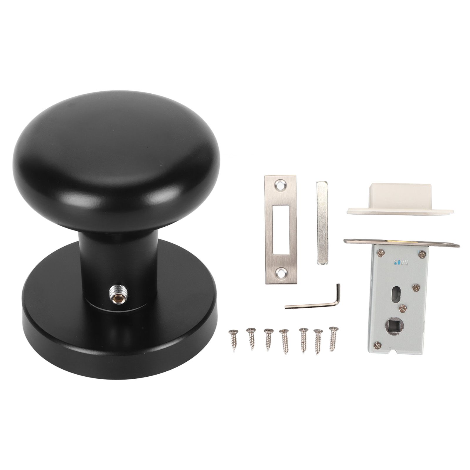 Door Knob Black Round Handle Keyless Locking Zinc Alloy Privacy Function Easy Install Interior Ball Handle for Bedroom Bathroom - Image 1