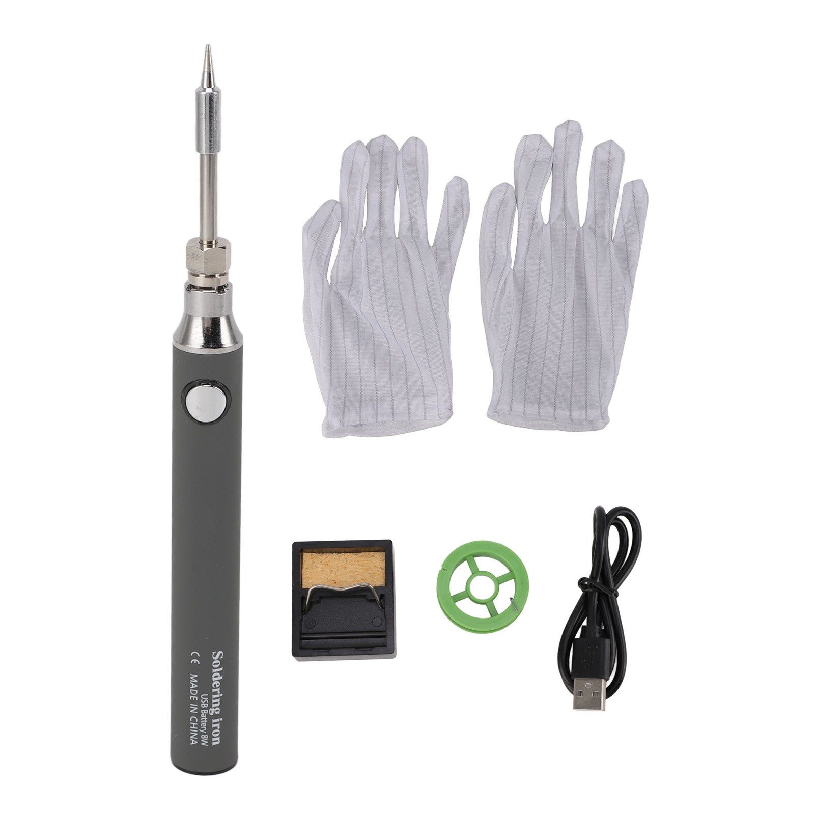 Soldering Iron Kit Cordless Electronic Welding Pen USB Rechargeable Adjustable Temperature Fast Heating Welding Tool for Wire DIY Grey - Image 1