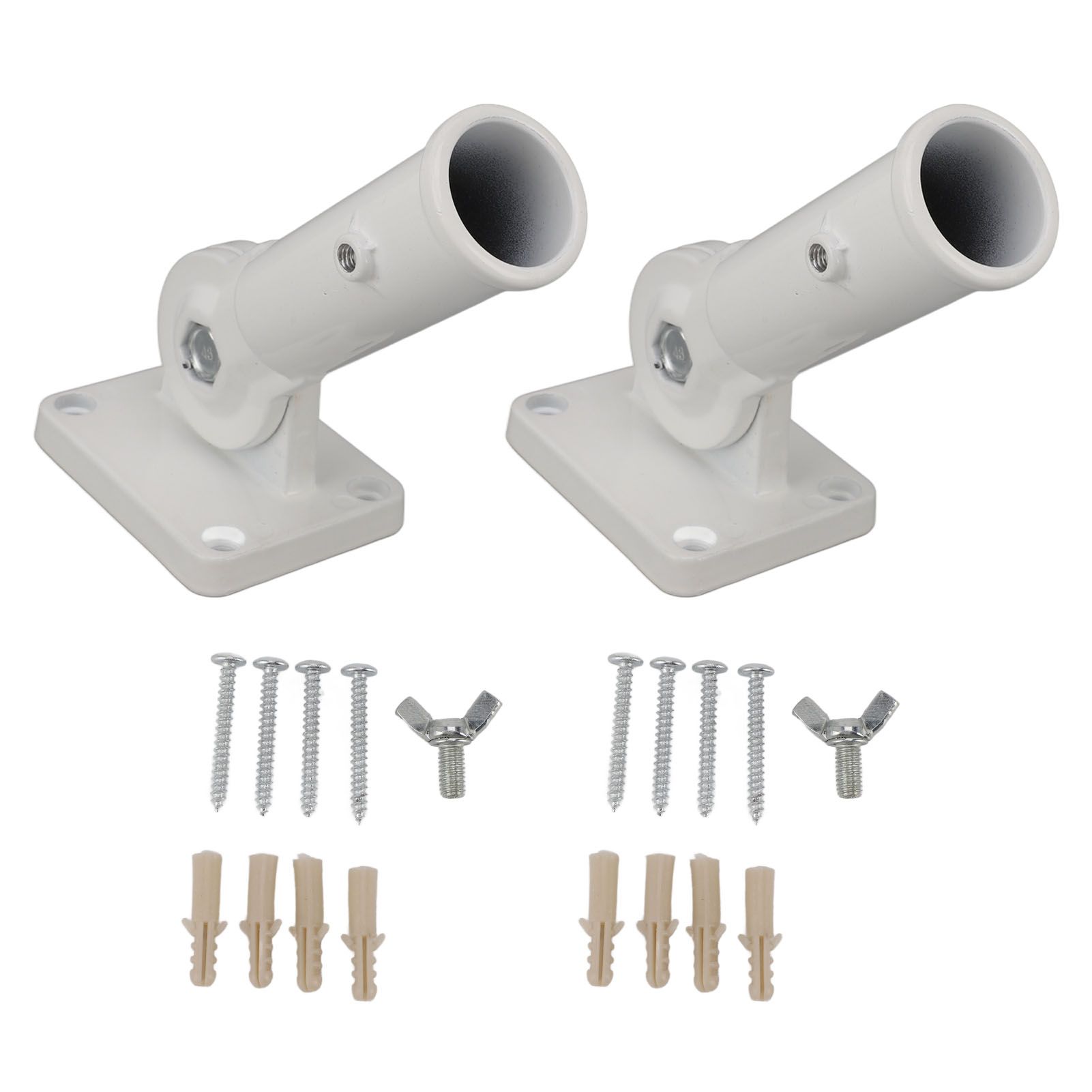 2Pcs Adjustable Flag Pole Holder Aluminium Alloy Metal Wall Mount 180 Degree Multi Position Bracket for Outside House - Image 1