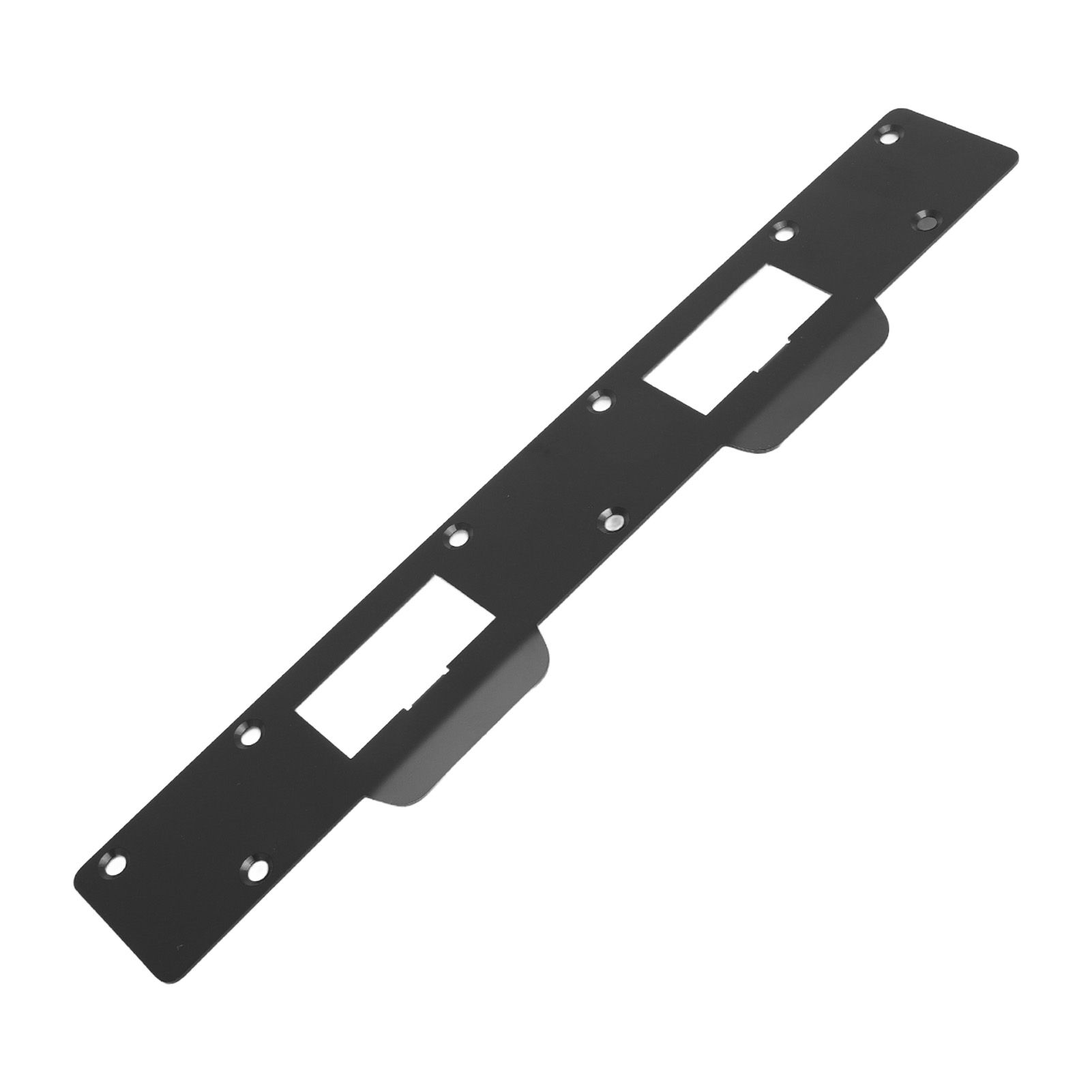 Door Strike Plate Double Holes Steel Reinforced Strong Easy Install Security Stike for 5‑1/2in to 6in Hole Center Distance Black - Image 2