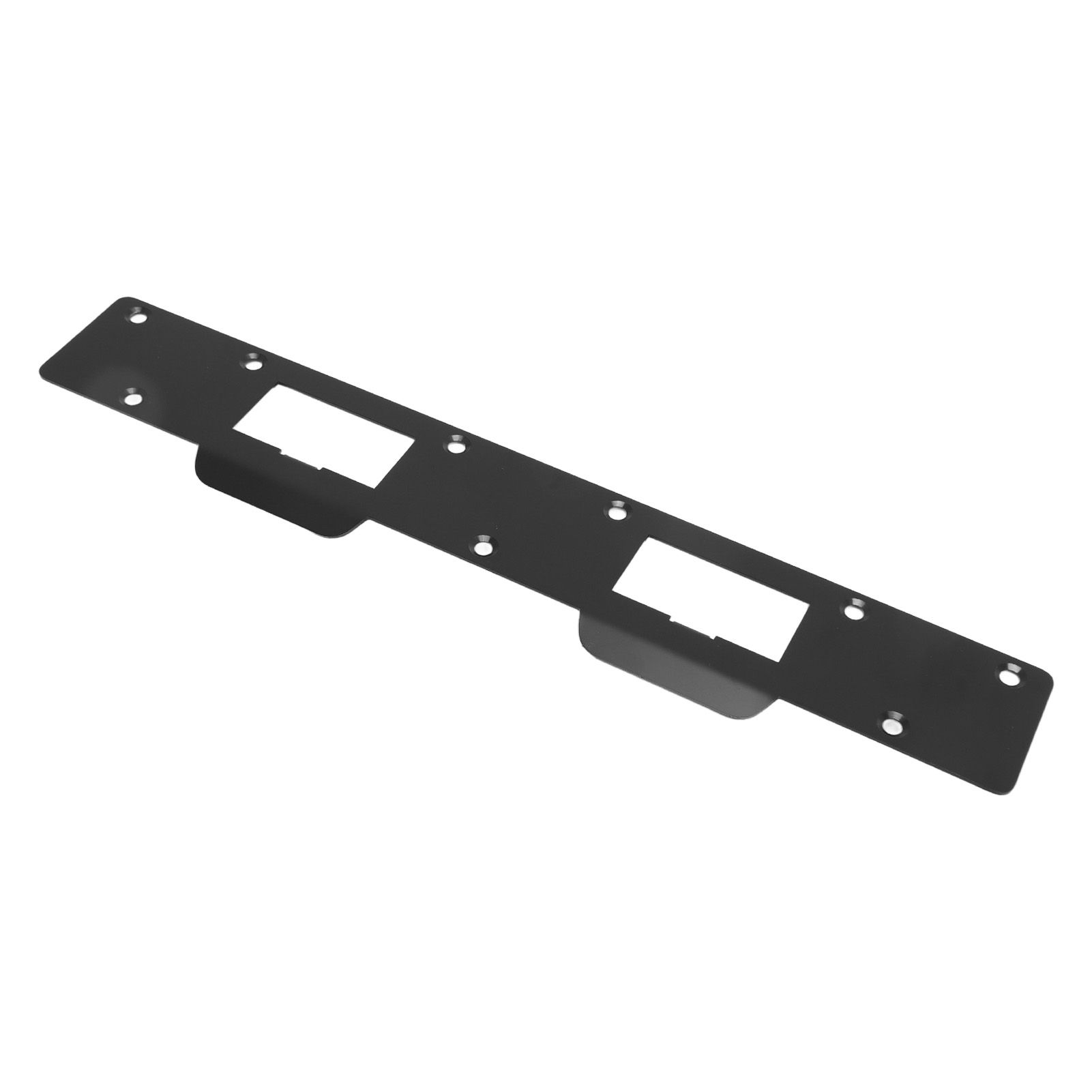 Door Strike Plate Double Holes Steel Reinforced Strong Easy Install Security Stike for 5‑1/2in to 6in Hole Center Distance Black - Image 3