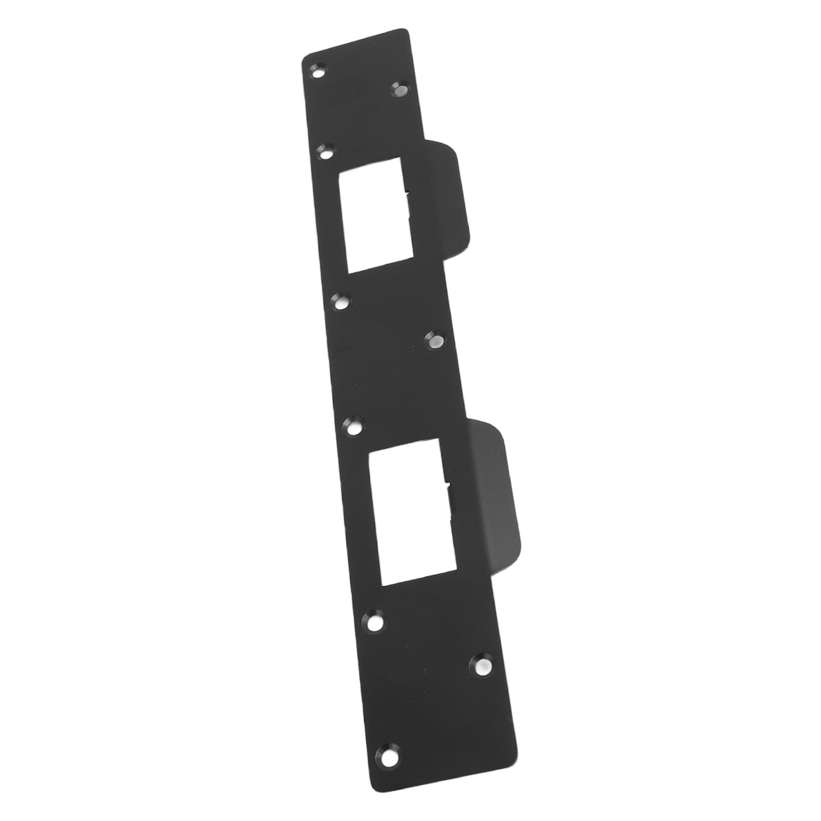 Door Strike Plate Double Holes Steel Reinforced Strong Easy Install Security Stike for 5‑1/2in to 6in Hole Center Distance Black - Image 5