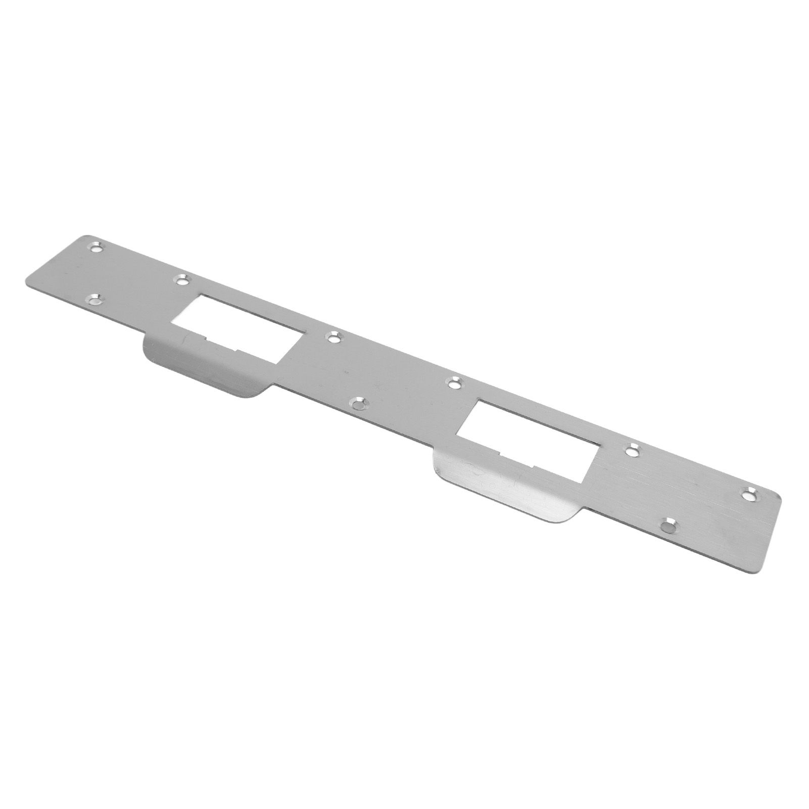 Door Strike Plate Double Holes Steel Reinforced Strong Easy Install Security Stike for 5‑1/2in to 6in Hole Center Distance White - Image 2
