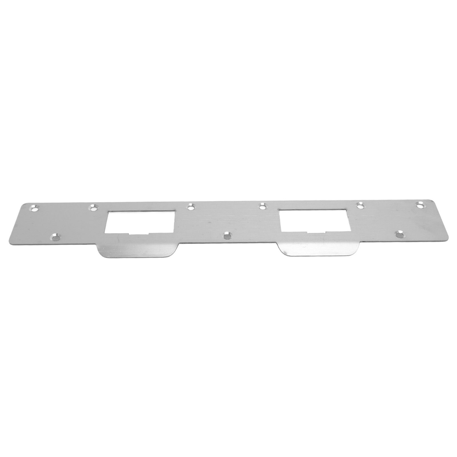 Door Strike Plate Double Holes Steel Reinforced Strong Easy Install Security Stike for 5‑1/2in to 6in Hole Center Distance White - Image 3