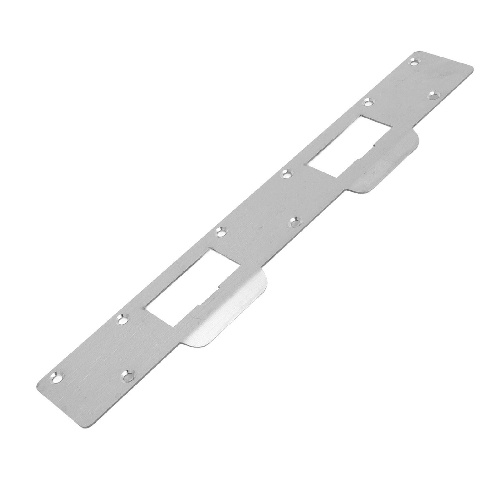 Door Strike Plate Double Holes Steel Reinforced Strong Easy Install Security Stike for 5‑1/2in to 6in Hole Center Distance White - Image 4