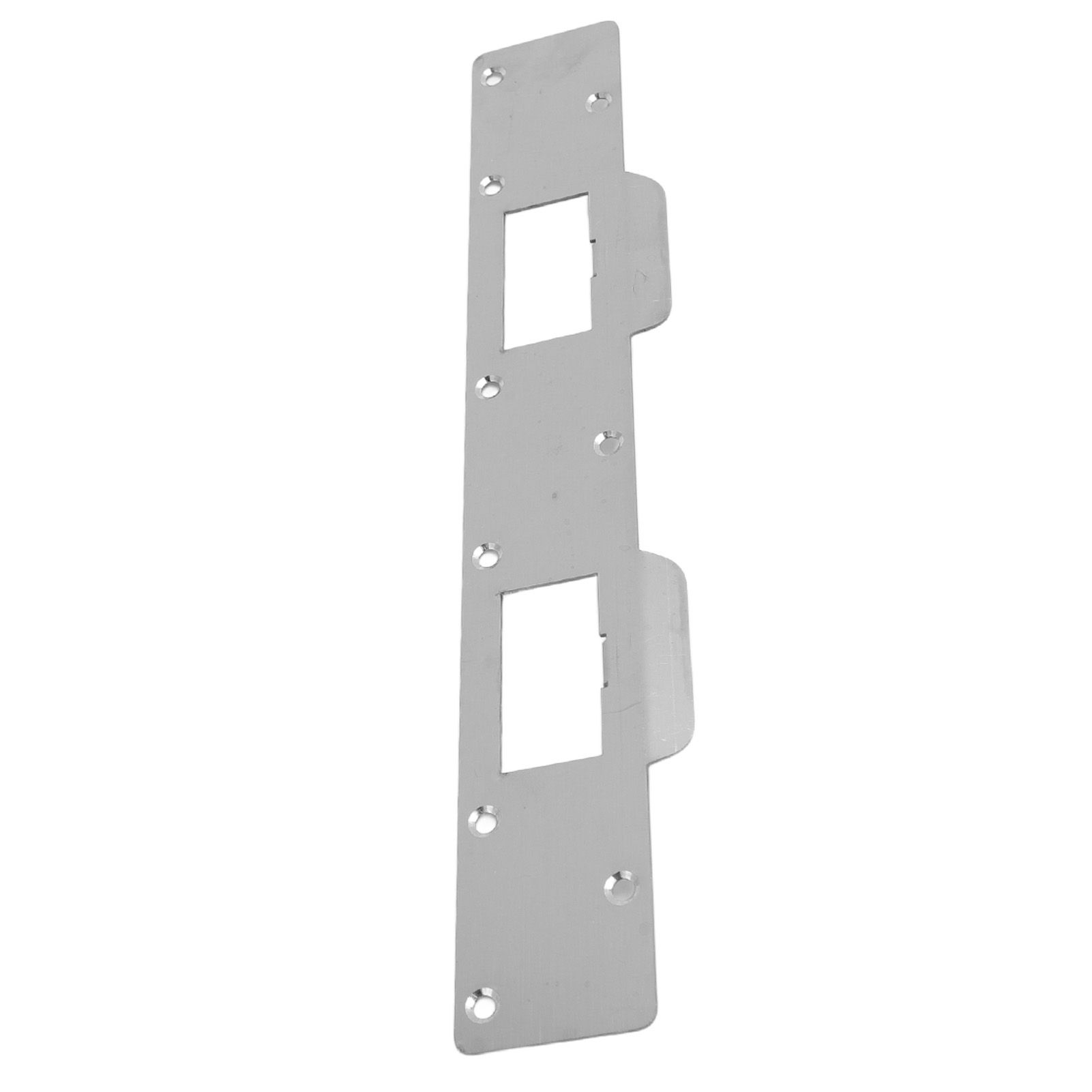 Door Strike Plate Double Holes Steel Reinforced Strong Easy Install Security Stike for 5‑1/2in to 6in Hole Center Distance White - Image 5