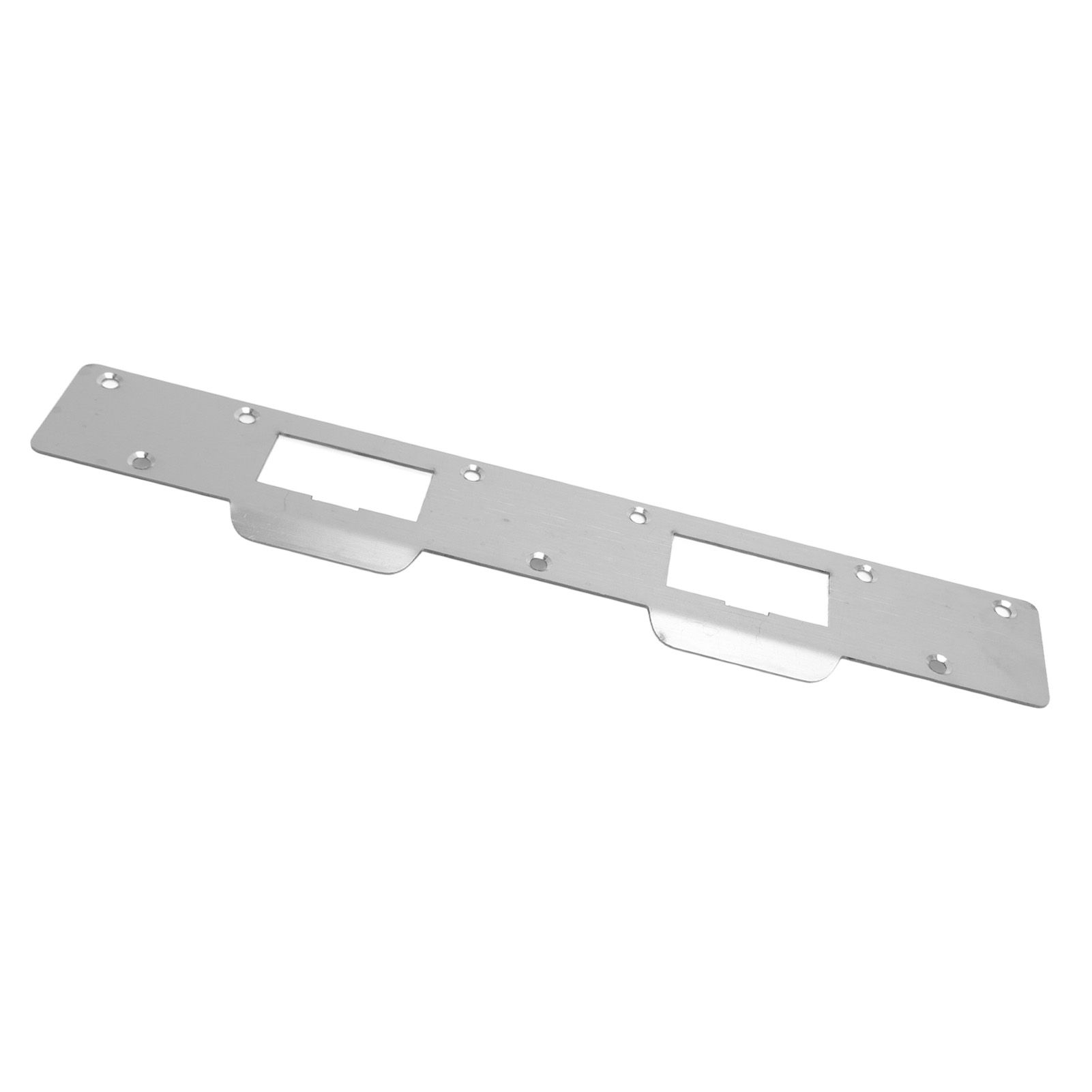 Door Strike Plate Double Holes Steel Reinforced Strong Easy Install Security Stike for 5‑1/2in to 6in Hole Center Distance White - Image 8