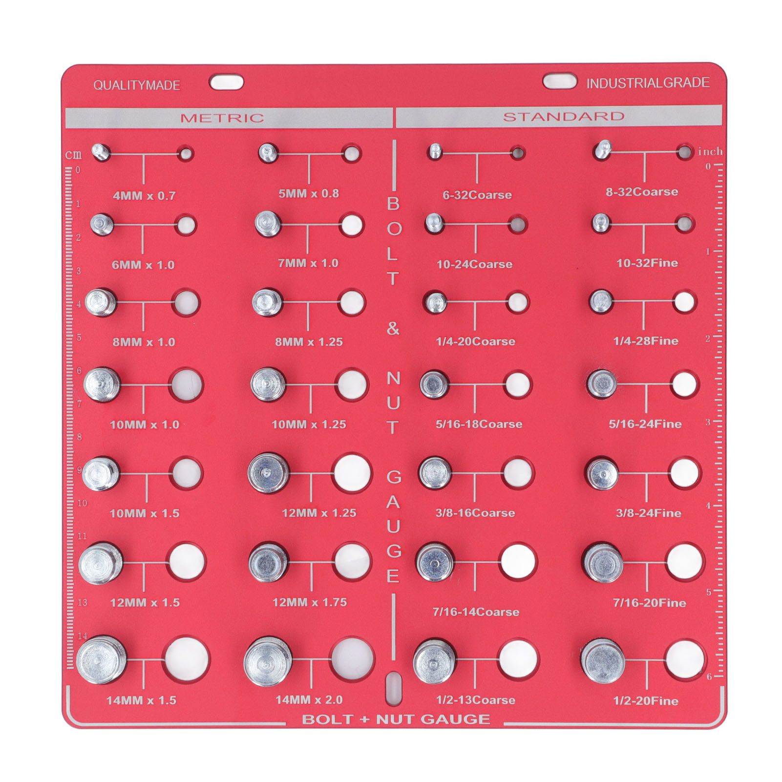 Nut and Bolt Thread Checker 7.9x7.9in Identifier Gauge Aluminium Alloy Easy Operation Accurate Ruler Gauge for Garage - Image 1
