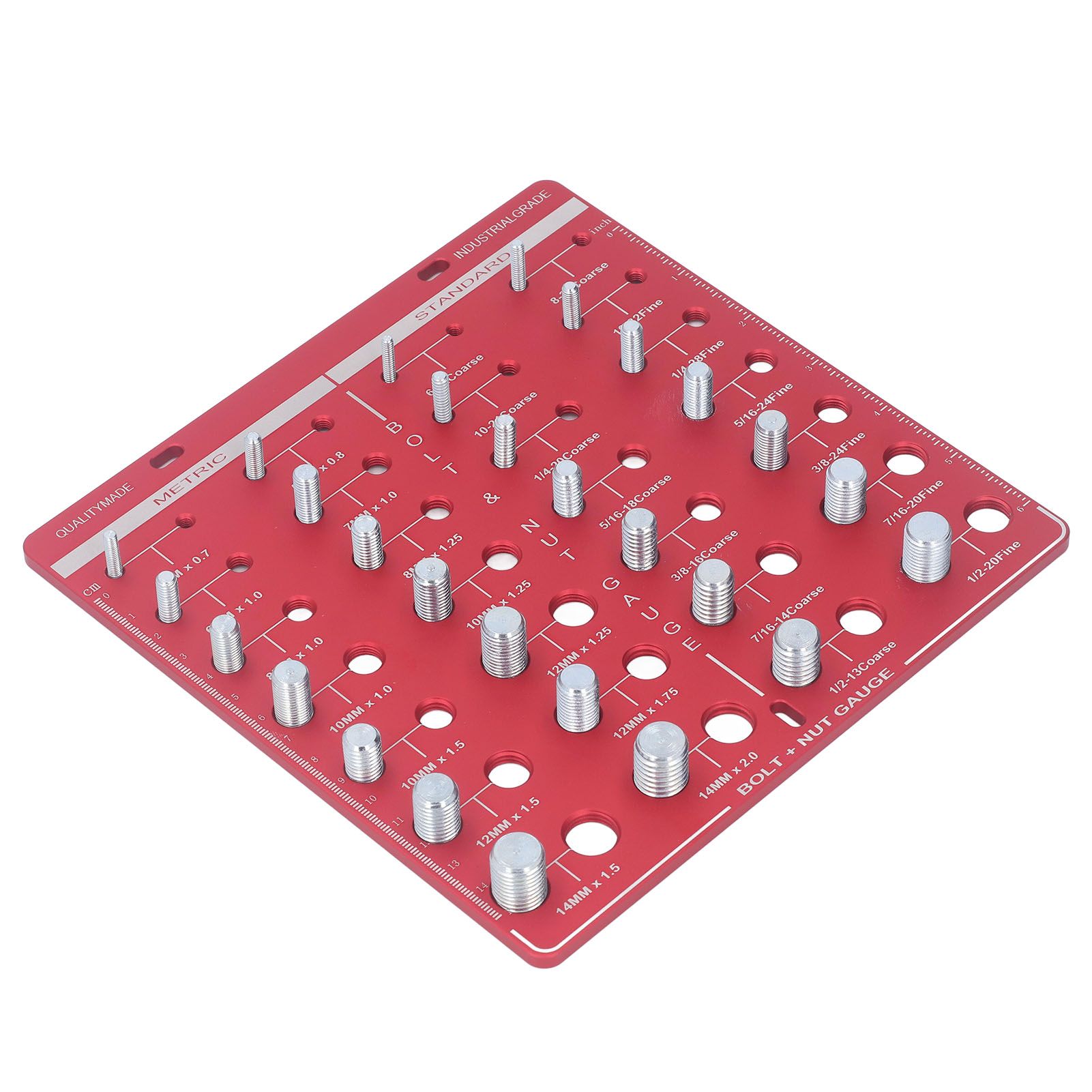 Nut and Bolt Thread Checker 7.9x7.9in Identifier Gauge Aluminium Alloy Easy Operation Accurate Ruler Gauge for Garage - Image 2