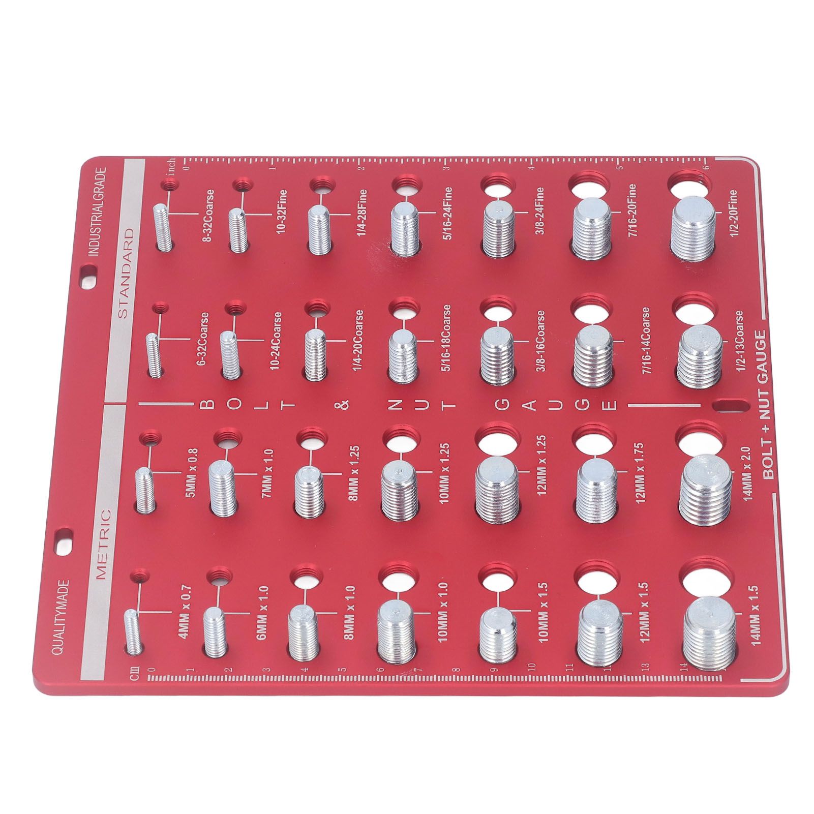 Nut and Bolt Thread Checker 7.9x7.9in Identifier Gauge Aluminium Alloy Easy Operation Accurate Ruler Gauge for Garage - Image 3
