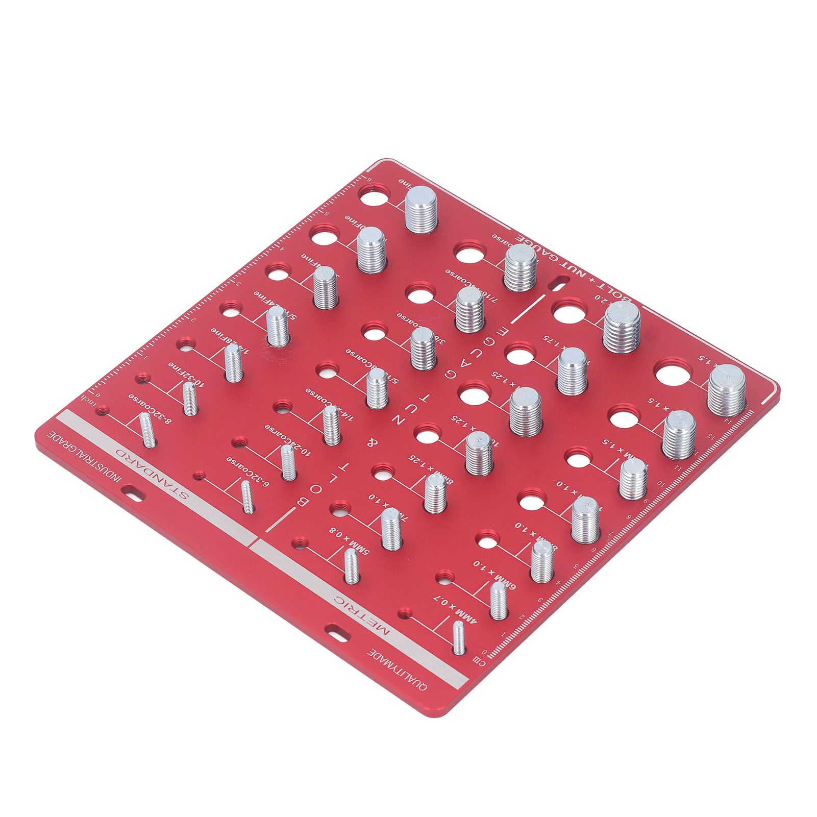 Nut and Bolt Thread Checker 7.9x7.9in Identifier Gauge Aluminium Alloy Easy Operation Accurate Ruler Gauge for Garage - Image 4