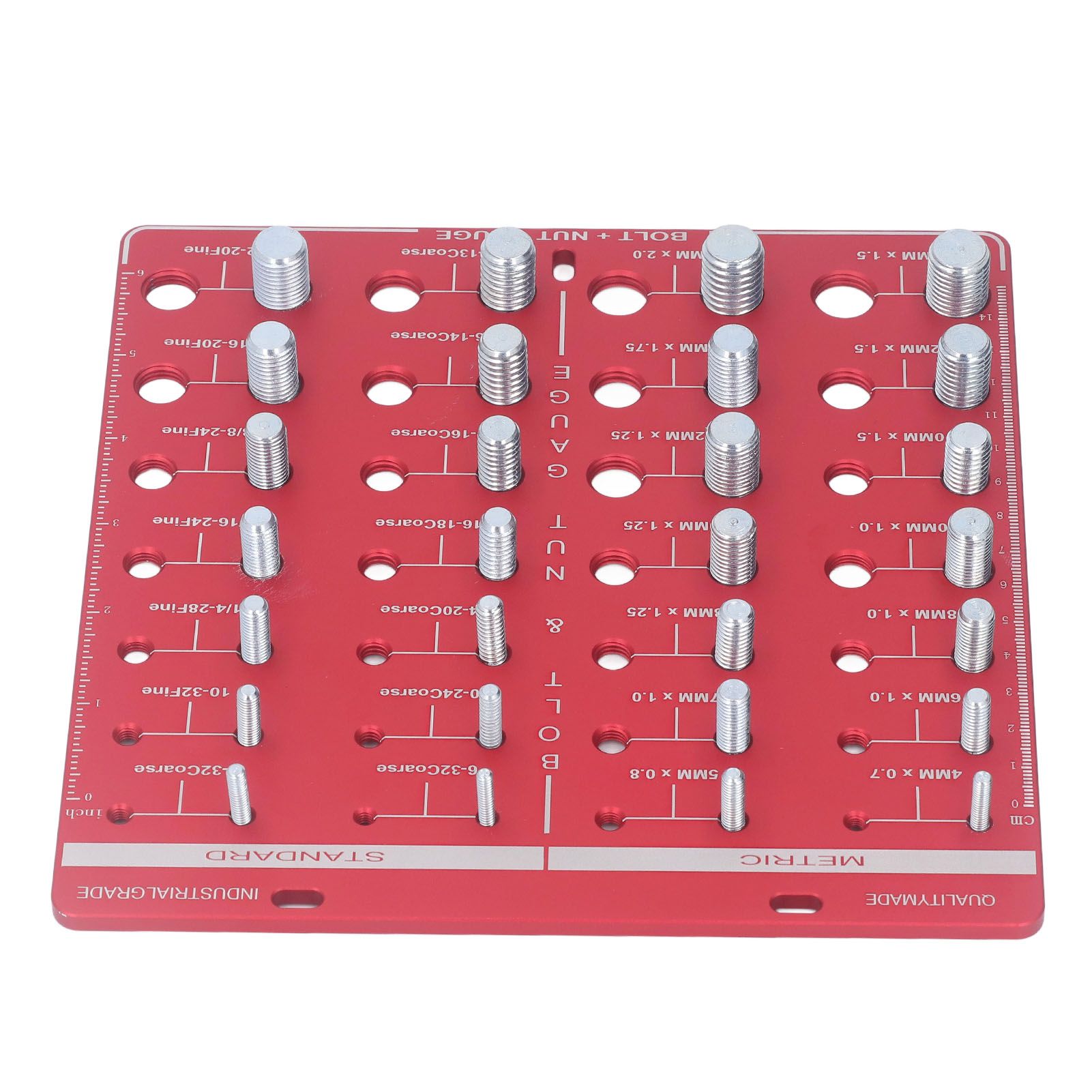 Nut and Bolt Thread Checker 7.9x7.9in Identifier Gauge Aluminium Alloy Easy Operation Accurate Ruler Gauge for Garage - Image 5