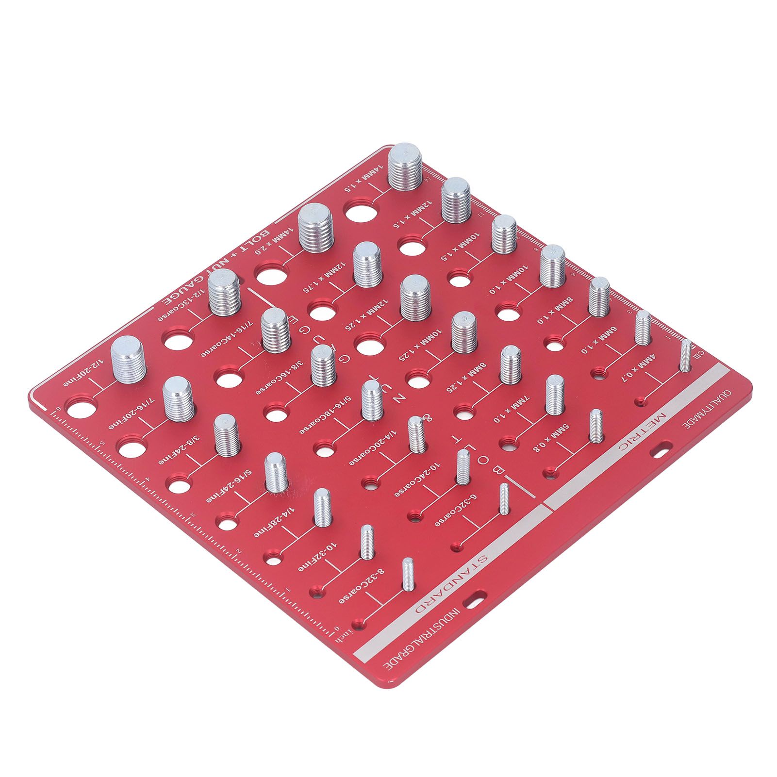 Nut and Bolt Thread Checker 7.9x7.9in Identifier Gauge Aluminium Alloy Easy Operation Accurate Ruler Gauge for Garage - Image 6