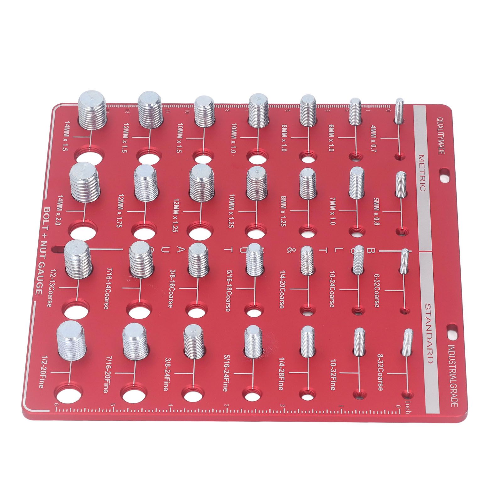 Nut and Bolt Thread Checker 7.9x7.9in Identifier Gauge Aluminium Alloy Easy Operation Accurate Ruler Gauge for Garage - Image 7
