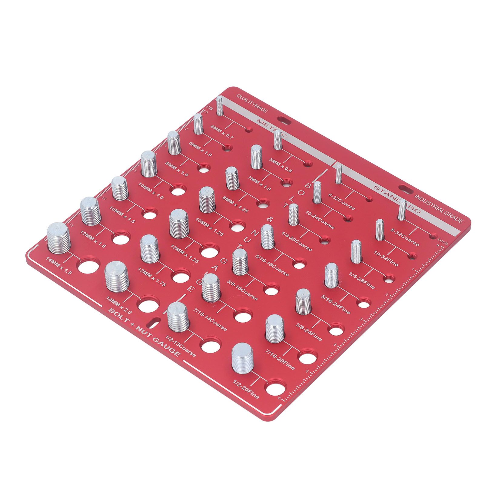 Nut and Bolt Thread Checker 7.9x7.9in Identifier Gauge Aluminium Alloy Easy Operation Accurate Ruler Gauge for Garage - Image 8