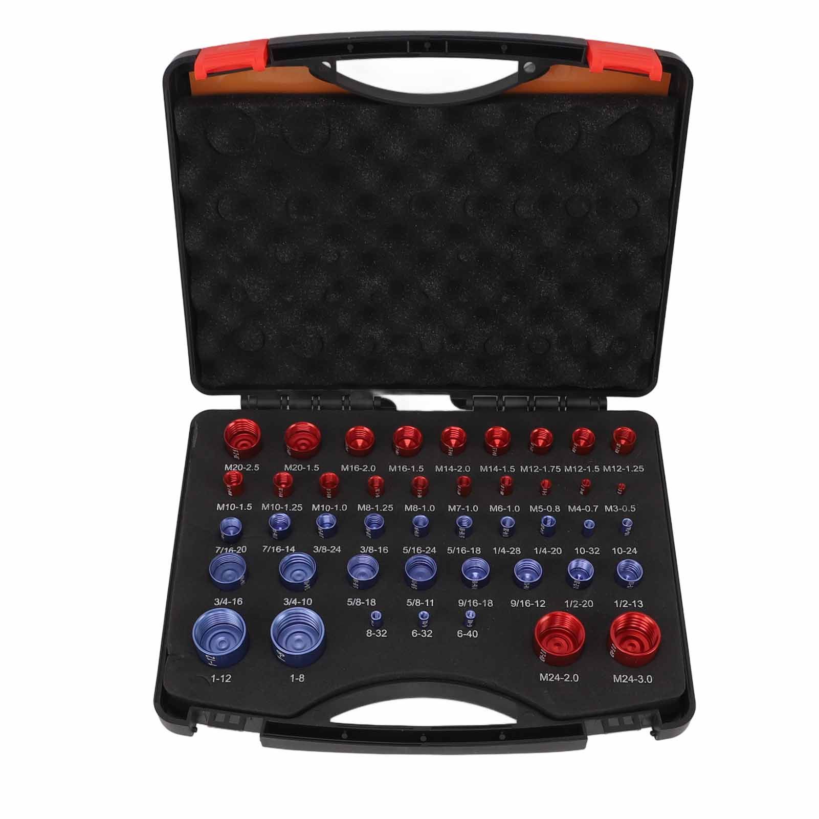 44pcs Nut and Bolt Thread Checker Red Blue Nut and Bolt Size Gauge Inch Metric Nut and Bolt Identifier Gauge Set - Image 1