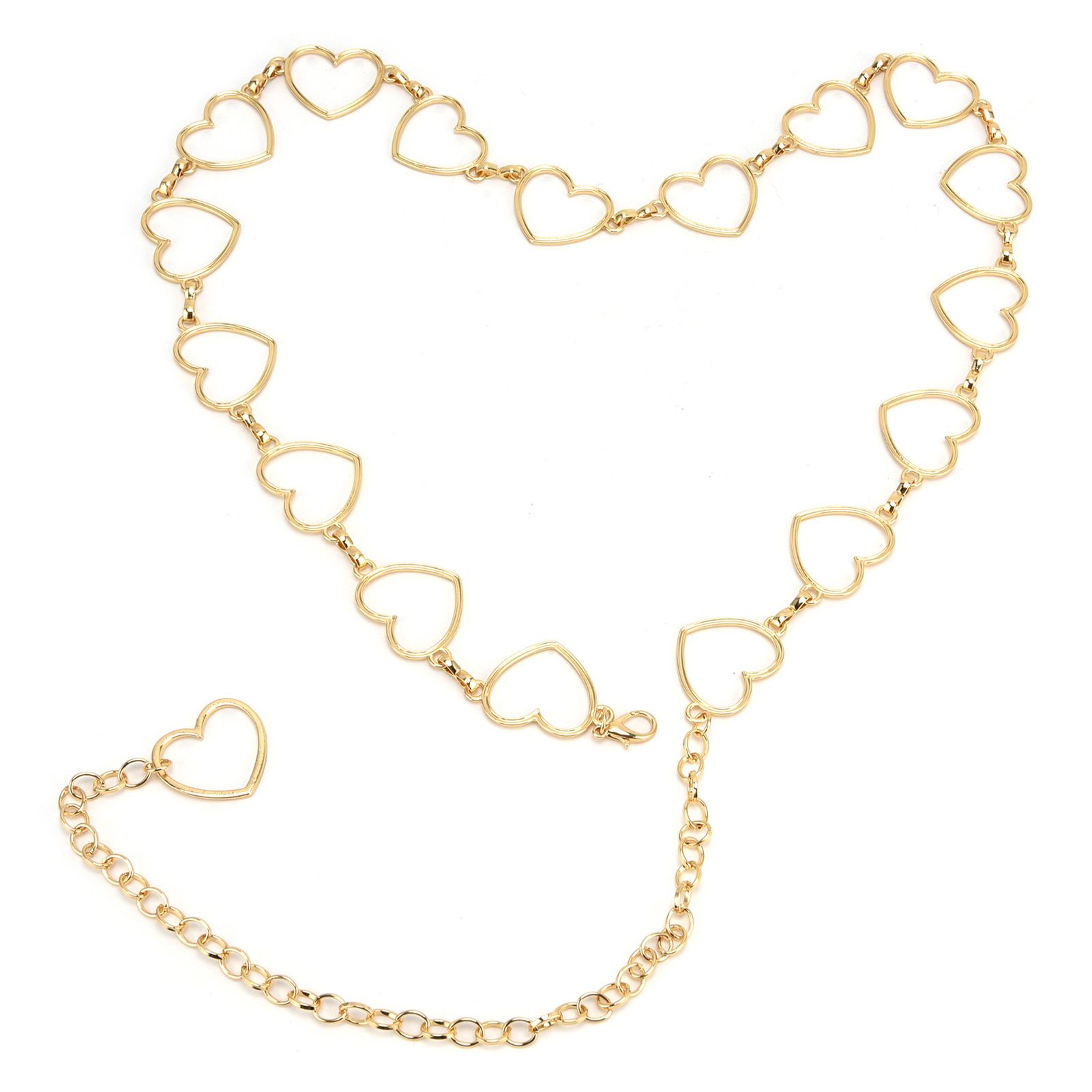 Waist Chain Belt Metal Shiny Rhinestones Golden Love No Allergies All Match Gold Chain Belt for Shorts Suits Shirts Dresses - Image 1
