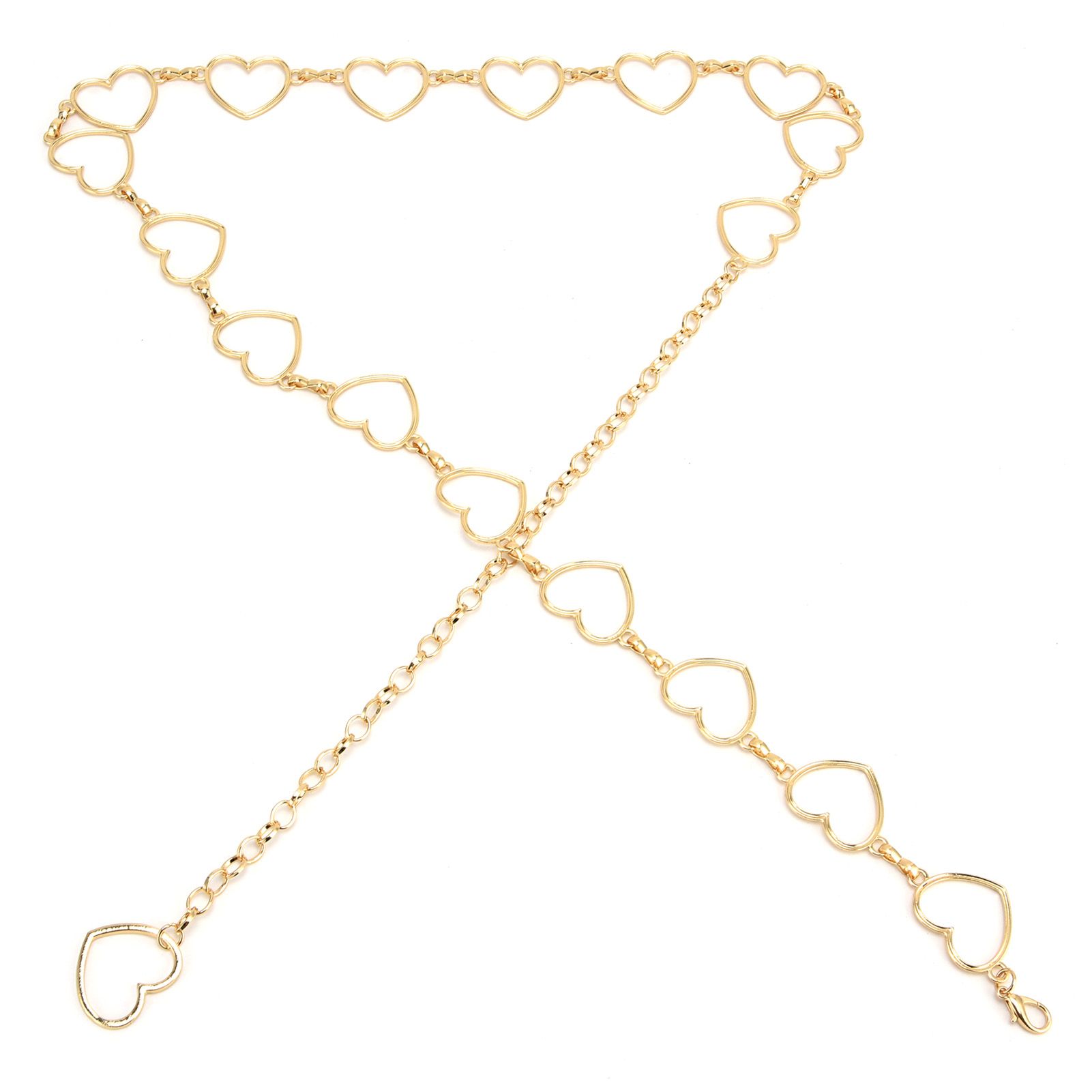 Waist Chain Belt Metal Shiny Rhinestones Golden Love No Allergies All Match Gold Chain Belt for Shorts Suits Shirts Dresses - Image 2