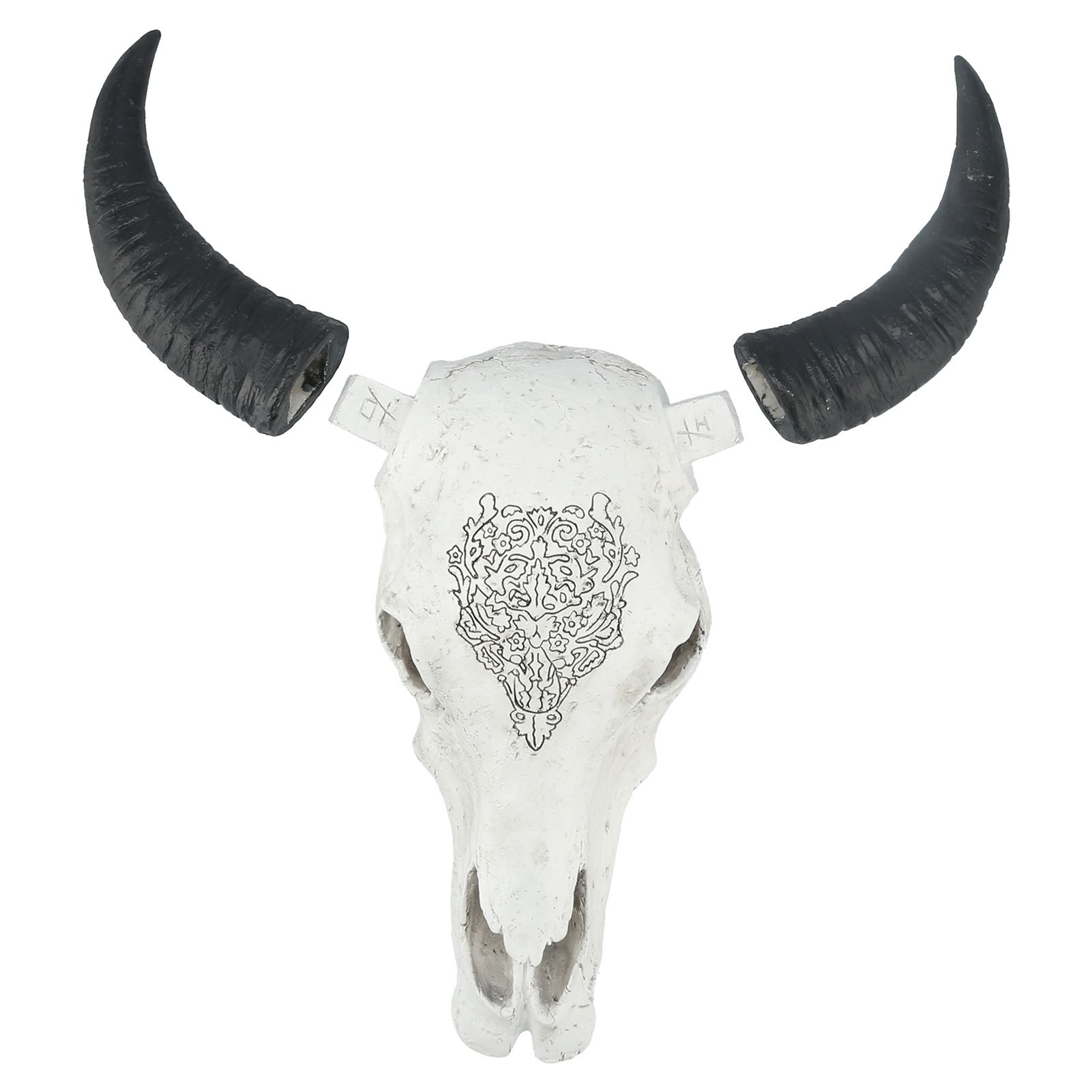 Resin Bull Head Wall Hanging Decoration Long Horn Animal Sculpture Background Wall Home Ornament - Image 1