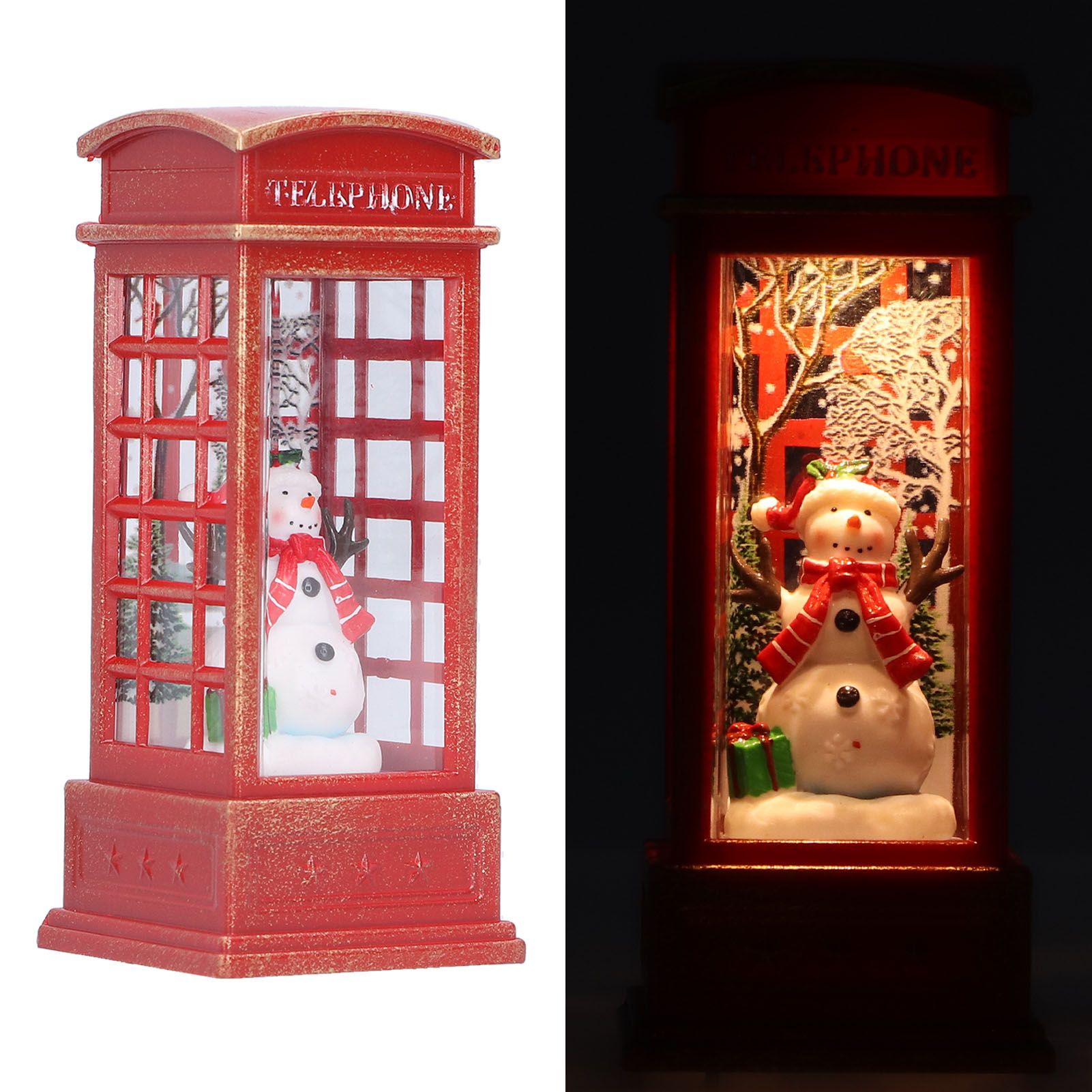 Christmas Decorations Telephone Booth Decoration Night Light Home Decoration Luminous Decoration GiftSnowman - Image 8