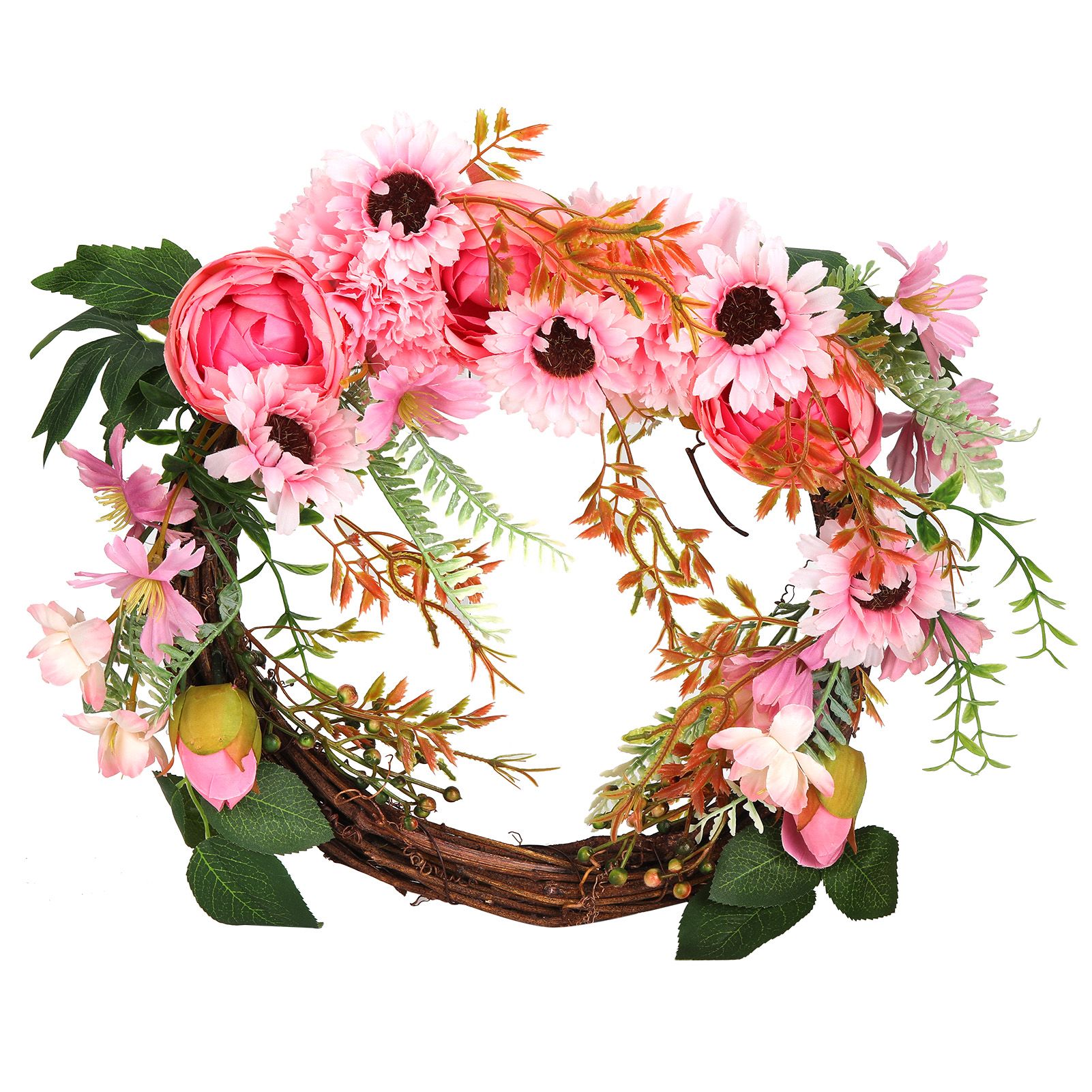 Artificial Flower Wreath Simulation Peony Door Hanging Garland Festivals Party DecorationPink - Image 1