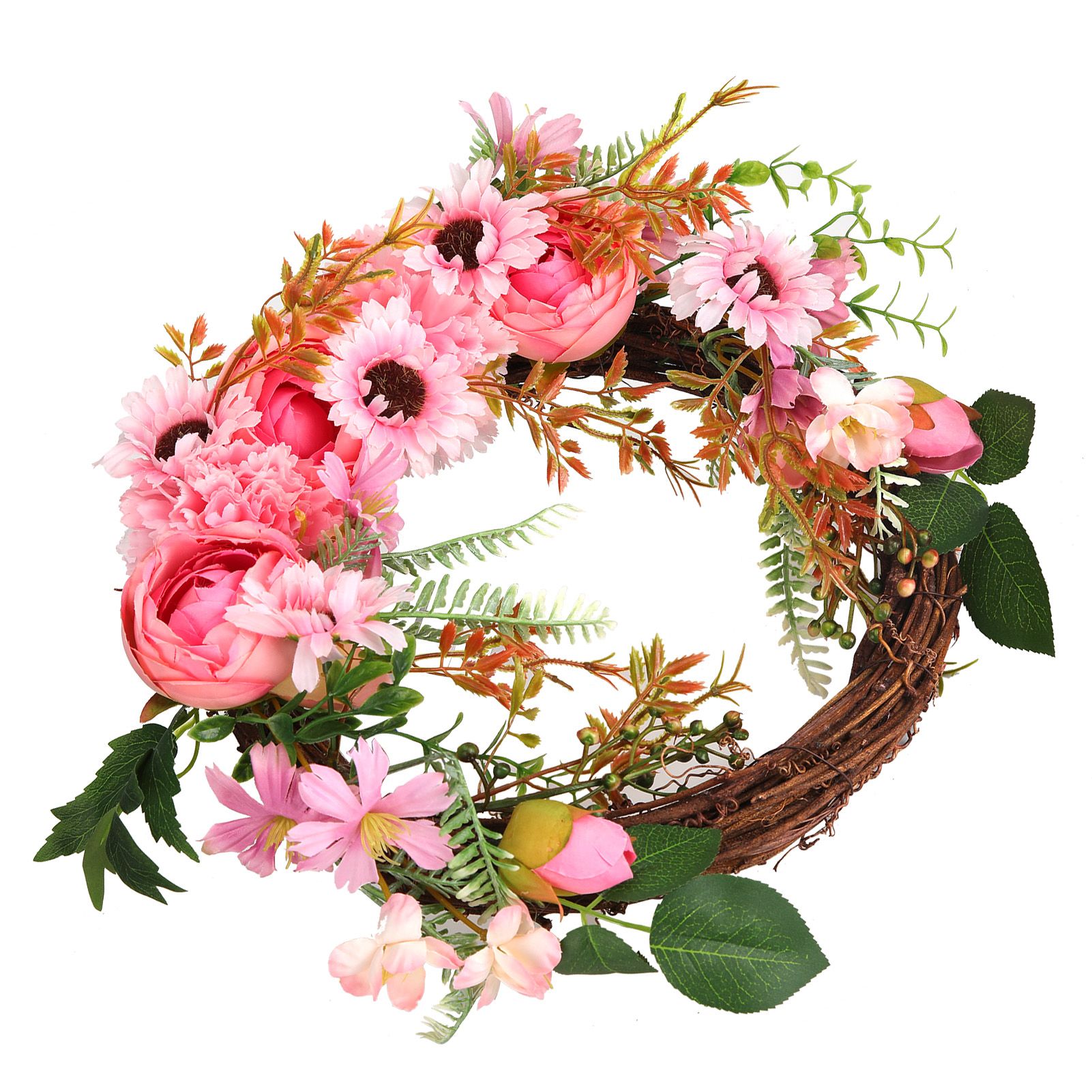 Artificial Flower Wreath Simulation Peony Door Hanging Garland Festivals Party DecorationPink - Image 4
