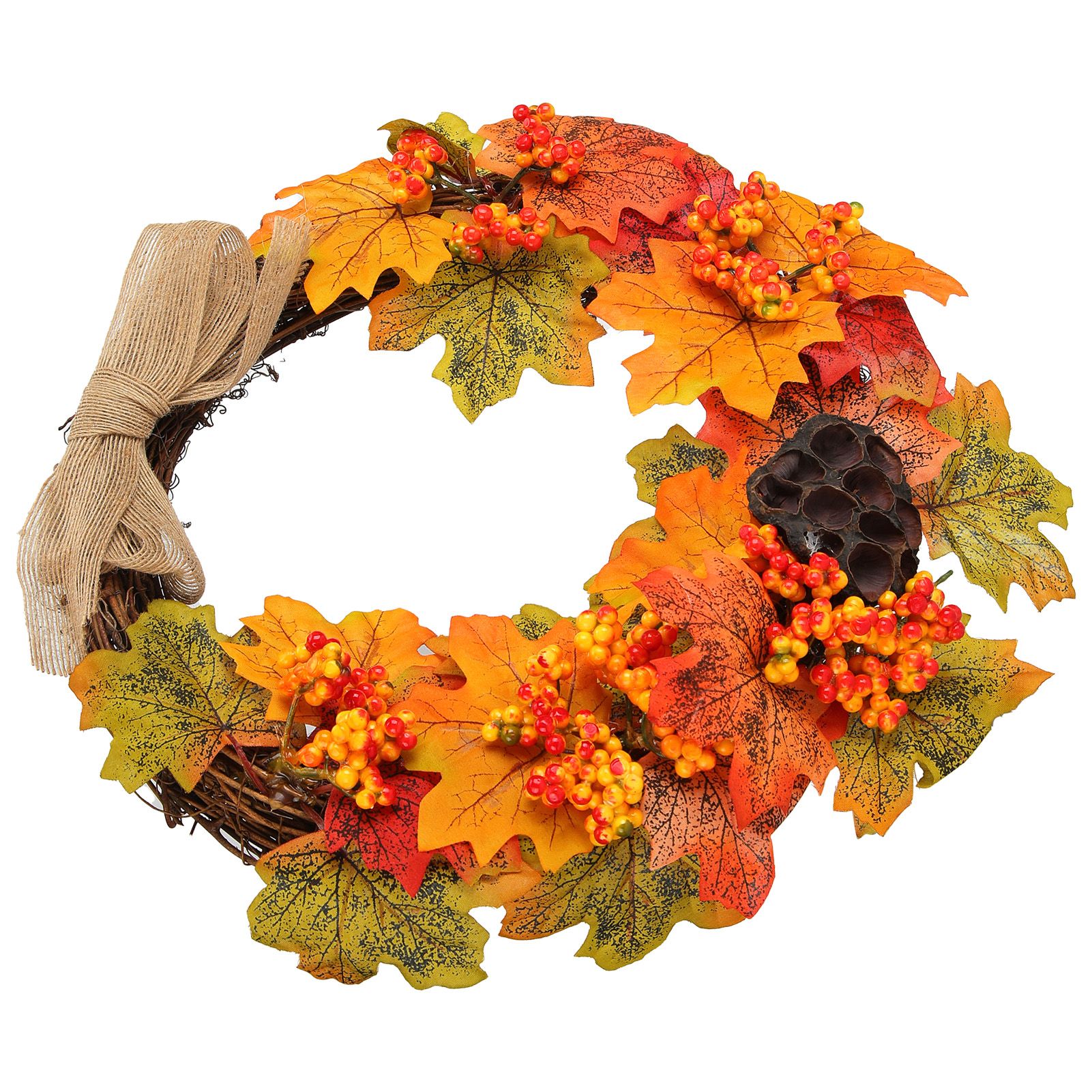 Artificial Fall Wreath Door Hanging Maple Leaf Wreath Garland Home Festival Decoration - Image 2