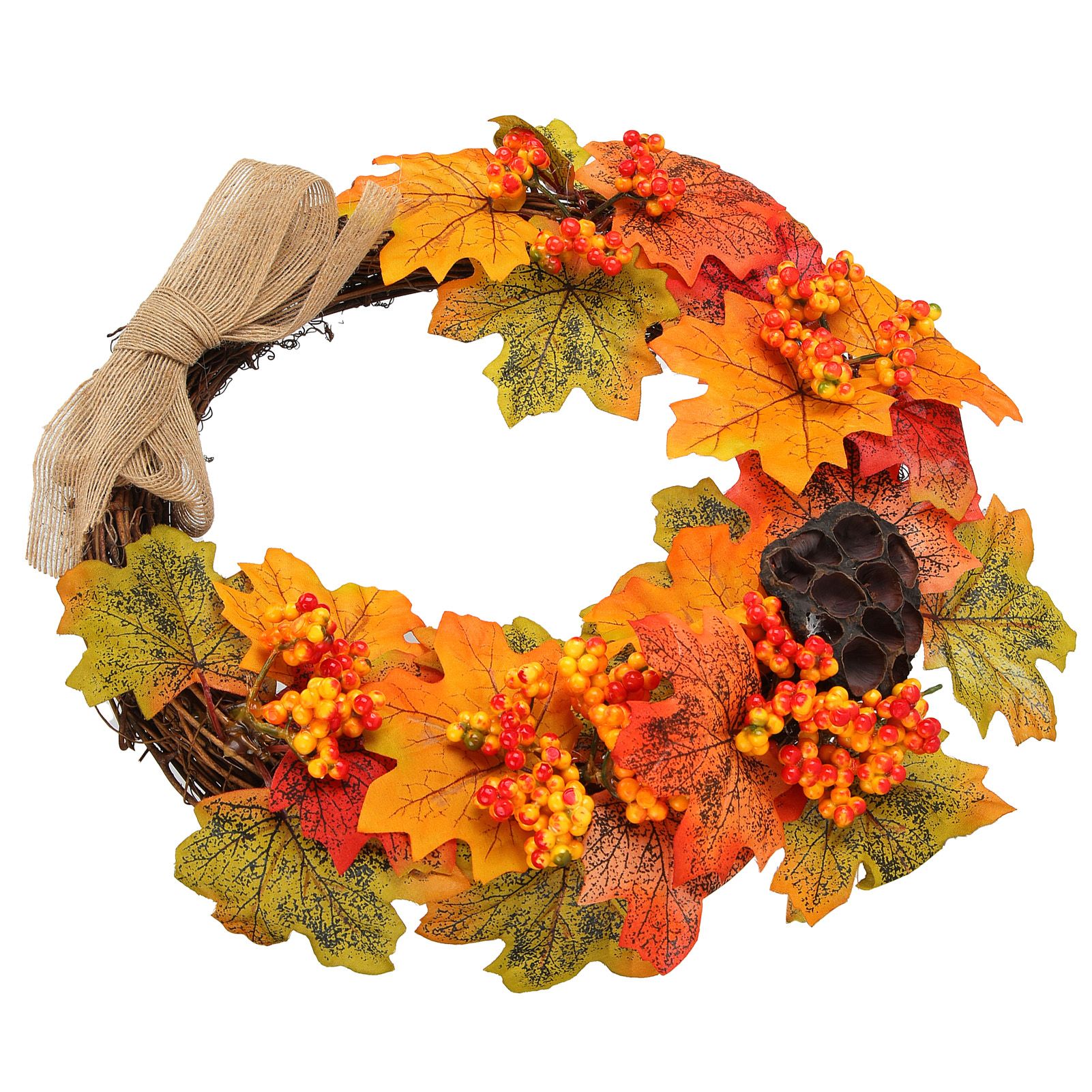 Artificial Fall Wreath Door Hanging Maple Leaf Wreath Garland Home Festival Decoration - Image 3