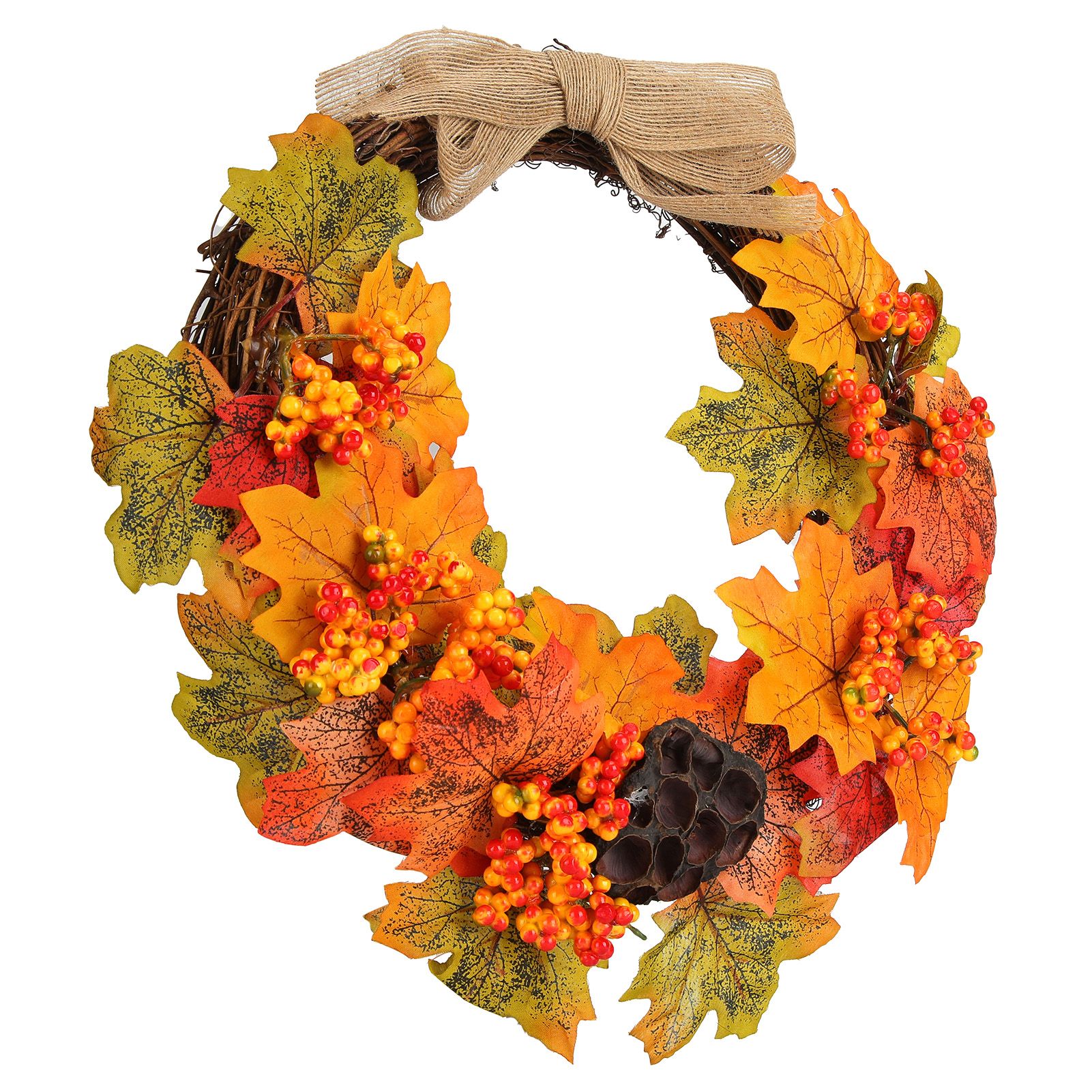 Artificial Fall Wreath Door Hanging Maple Leaf Wreath Garland Home Festival Decoration - Image 4