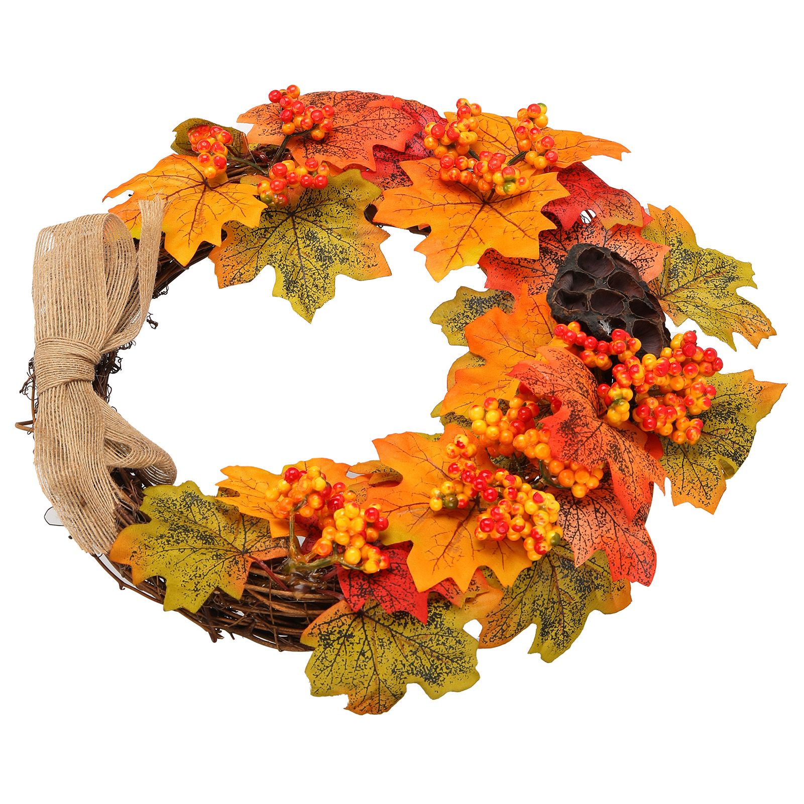 Artificial Fall Wreath Door Hanging Maple Leaf Wreath Garland Home Festival Decoration - Image 5