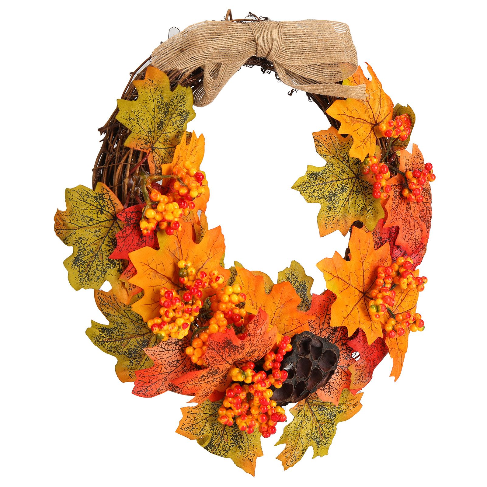 Artificial Fall Wreath Door Hanging Maple Leaf Wreath Garland Home Festival Decoration - Image 6