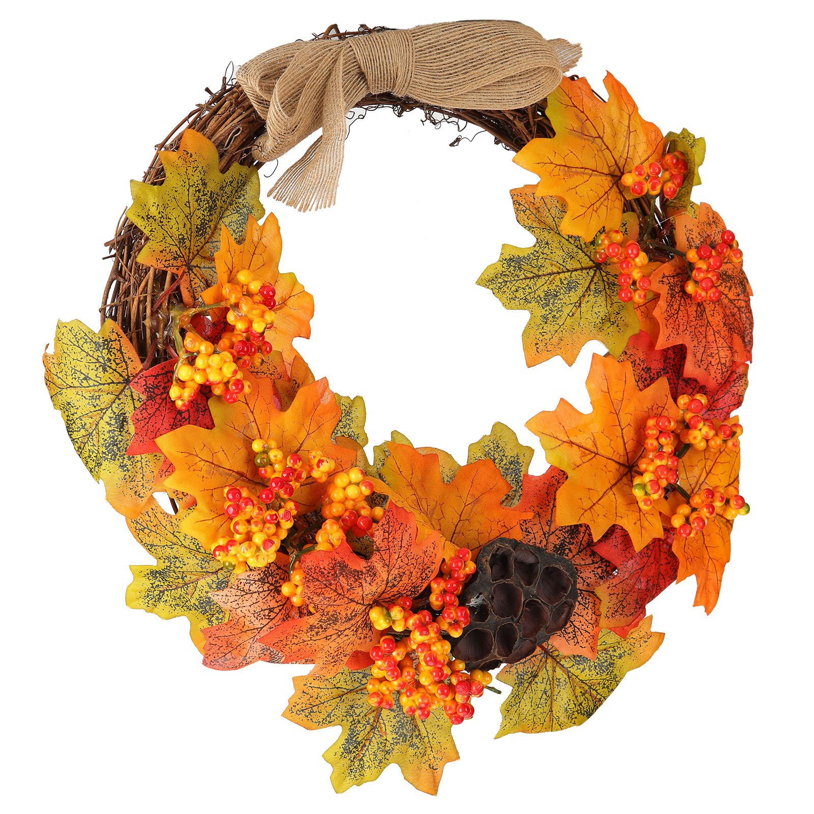 Artificial Fall Wreath Door Hanging Maple Leaf Wreath Garland Home Festival Decoration - Image 7