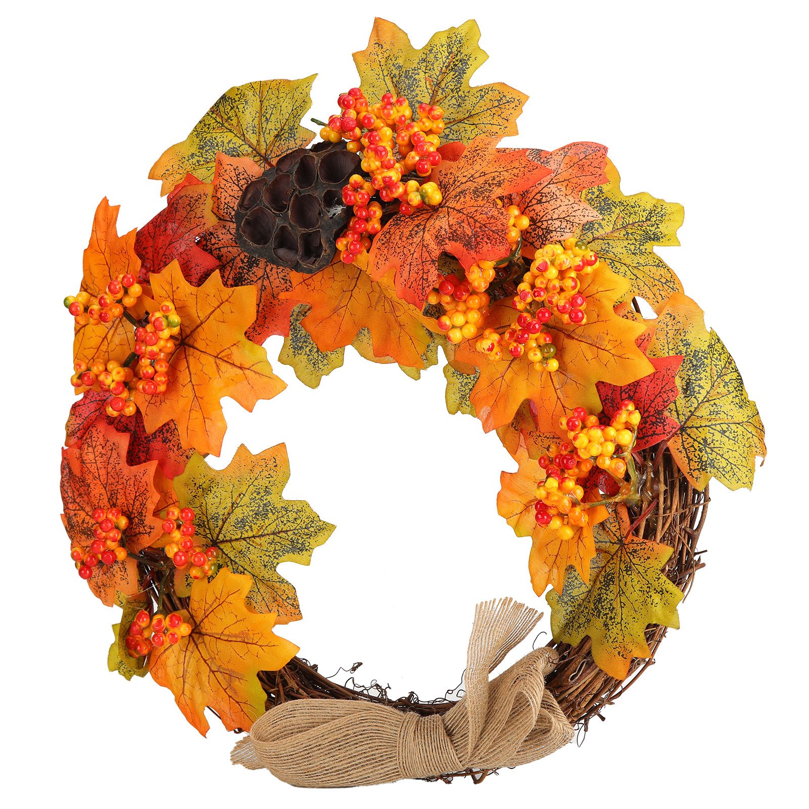 Artificial Fall Wreath Door Hanging Maple Leaf Wreath Garland Home Festival Decoration - Image 8
