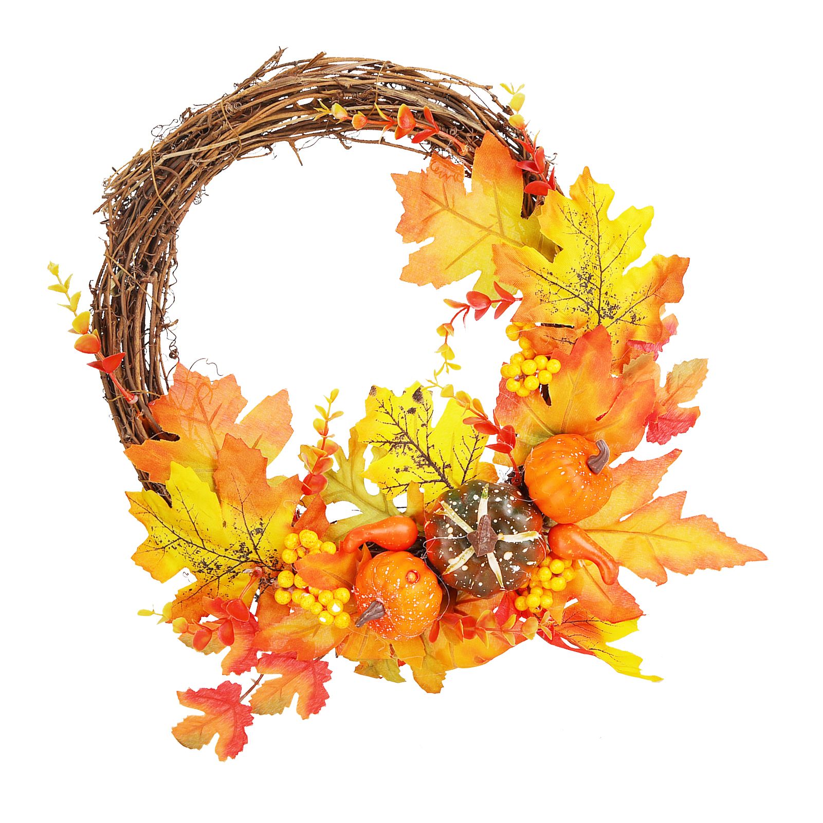 Artificial Leaf Pumpkin Wreath Door Window Fall Wreath for Halloween Christmas Decoration - Image 2