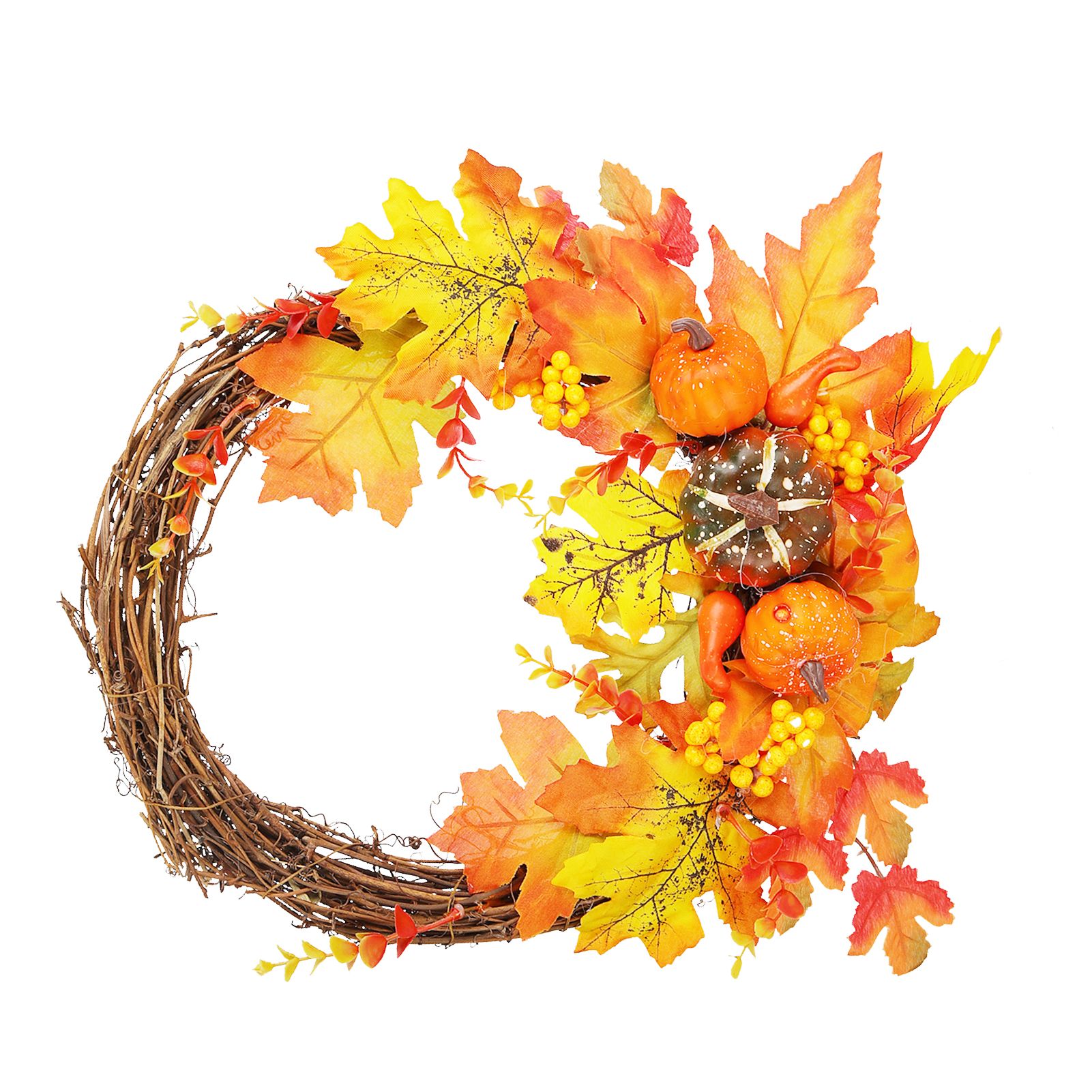 Artificial Leaf Pumpkin Wreath Door Window Fall Wreath for Halloween Christmas Decoration - Image 3