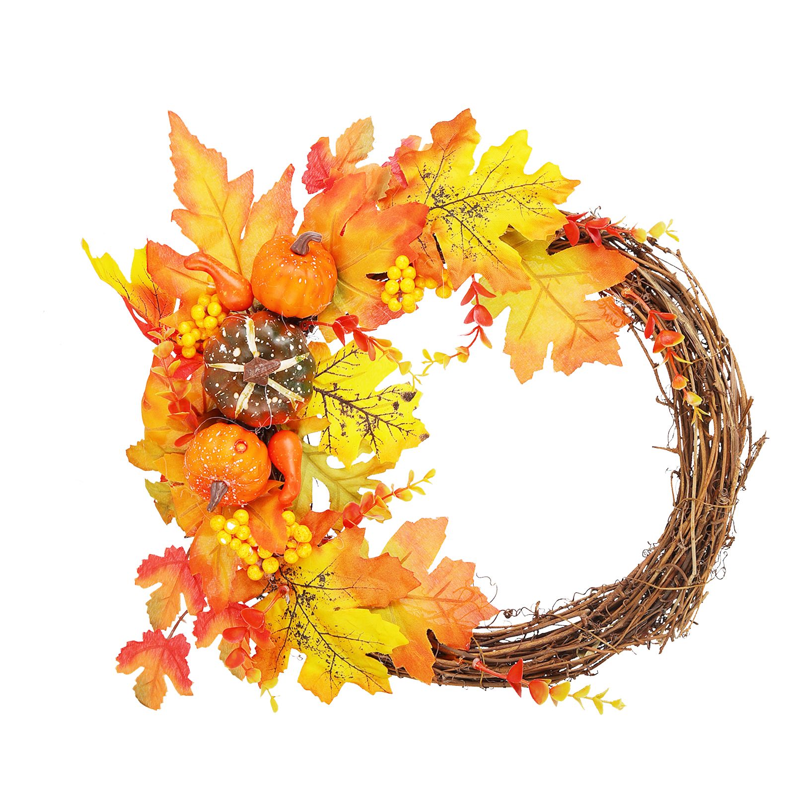 Artificial Leaf Pumpkin Wreath Door Window Fall Wreath for Halloween Christmas Decoration - Image 4