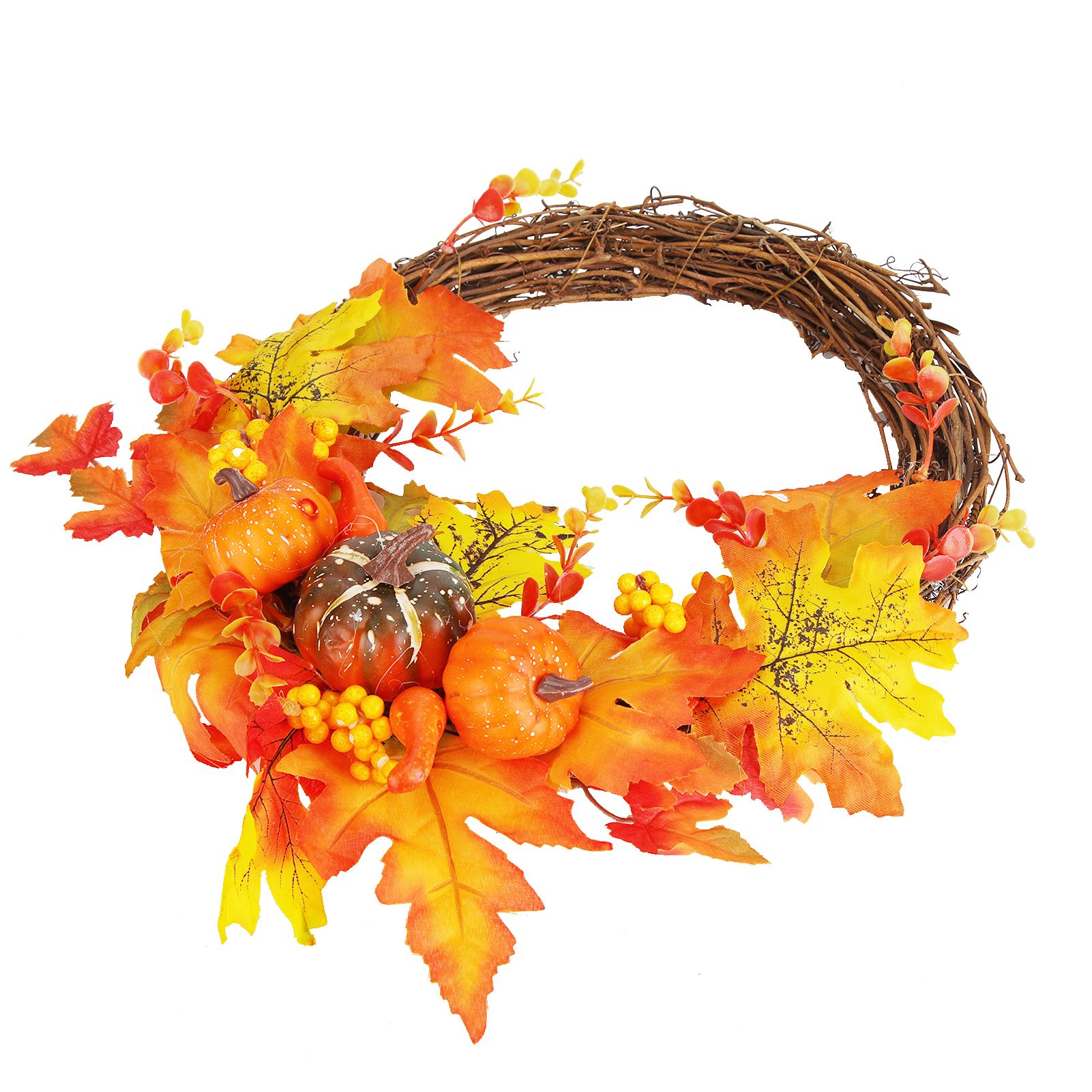 Artificial Leaf Pumpkin Wreath Door Window Fall Wreath for Halloween Christmas Decoration - Image 5
