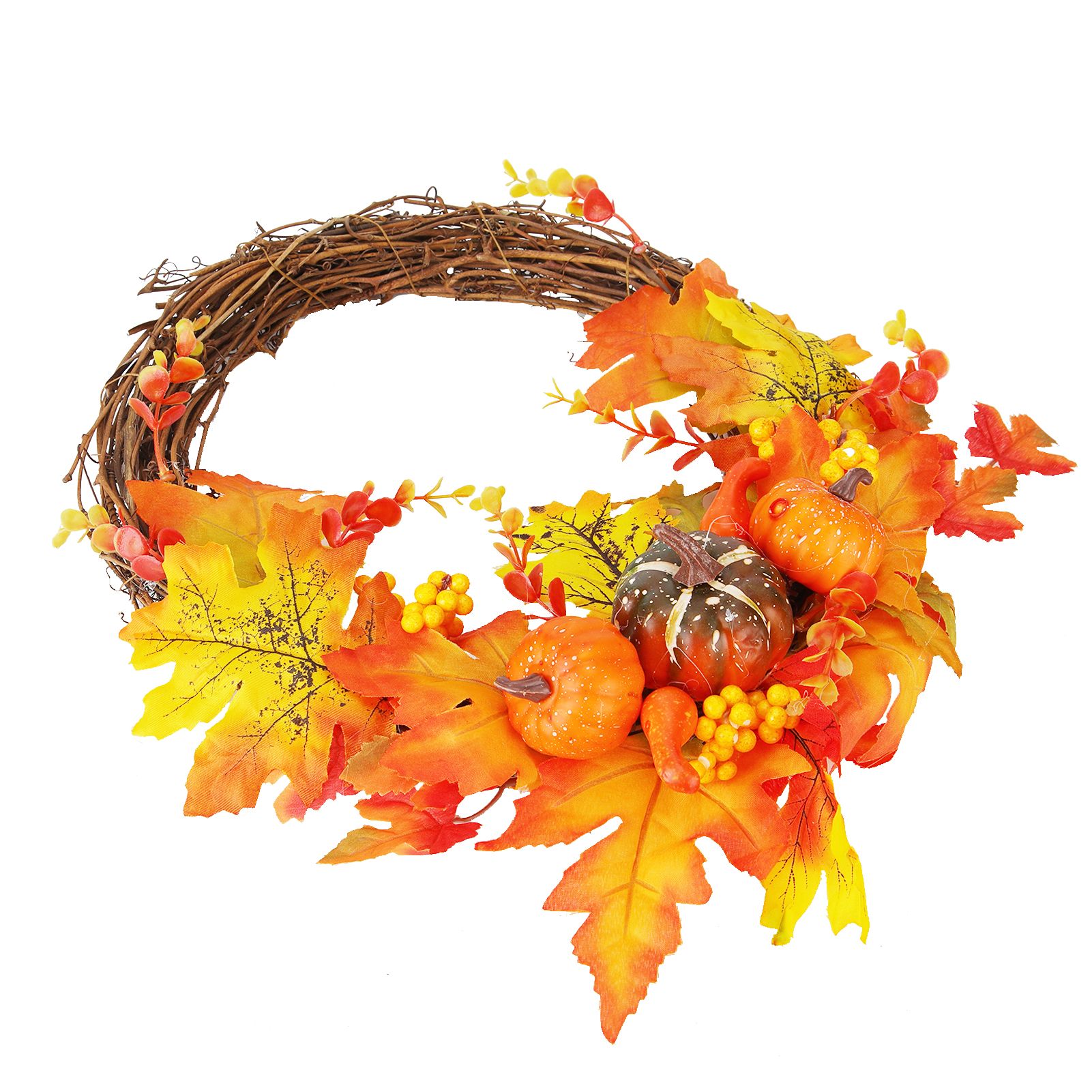 Artificial Leaf Pumpkin Wreath Door Window Fall Wreath for Halloween Christmas Decoration - Image 6