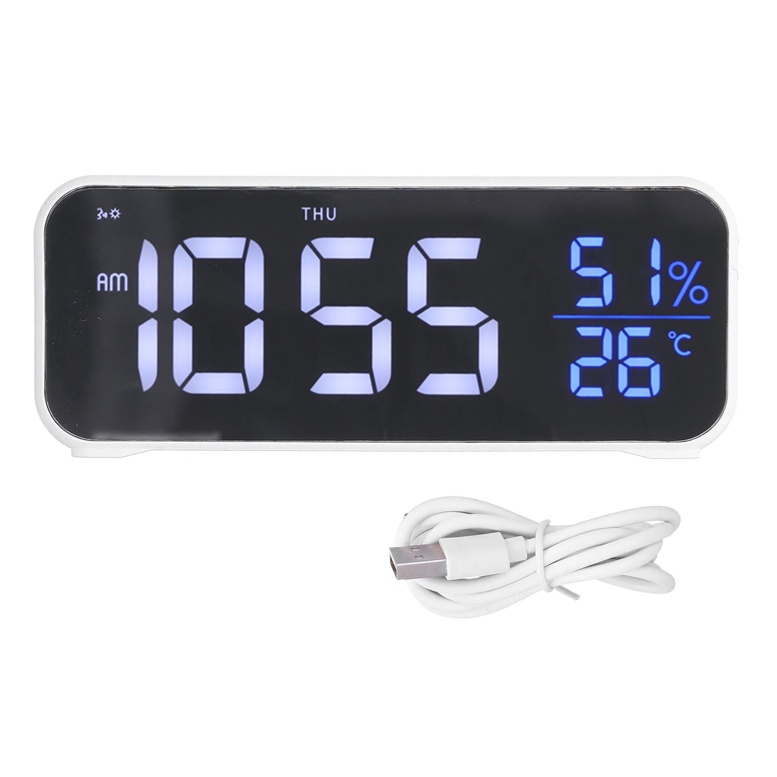 Digital Alarm Clock LED Digital Music Alarm Clock USB Charging Electronic Clock Temperature Display for Home - Image 1
