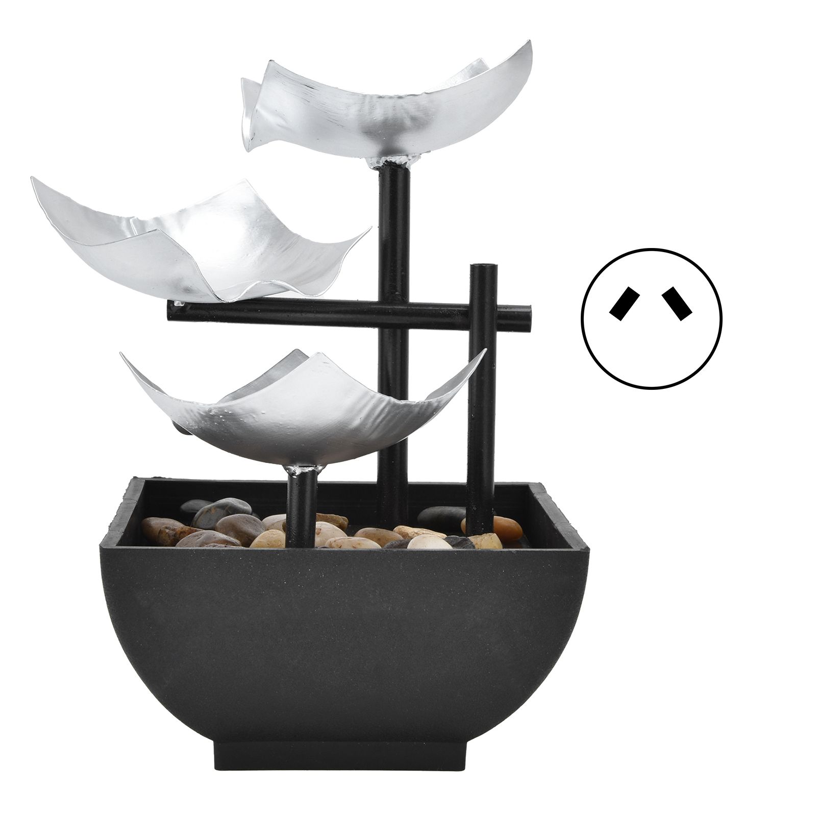 Indoor 3 Tier Relaxing Tabletop Fountain Flowing Water Ornament for Home Office Craft DecorationAU Plug AC220-240V - Image 1
