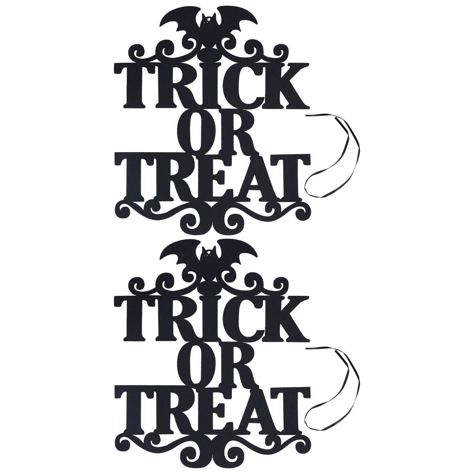 2Set Non Woven Fabric Halloween Hanging Sign Trick Or Treat Hanger for Front Door Party - Image 1