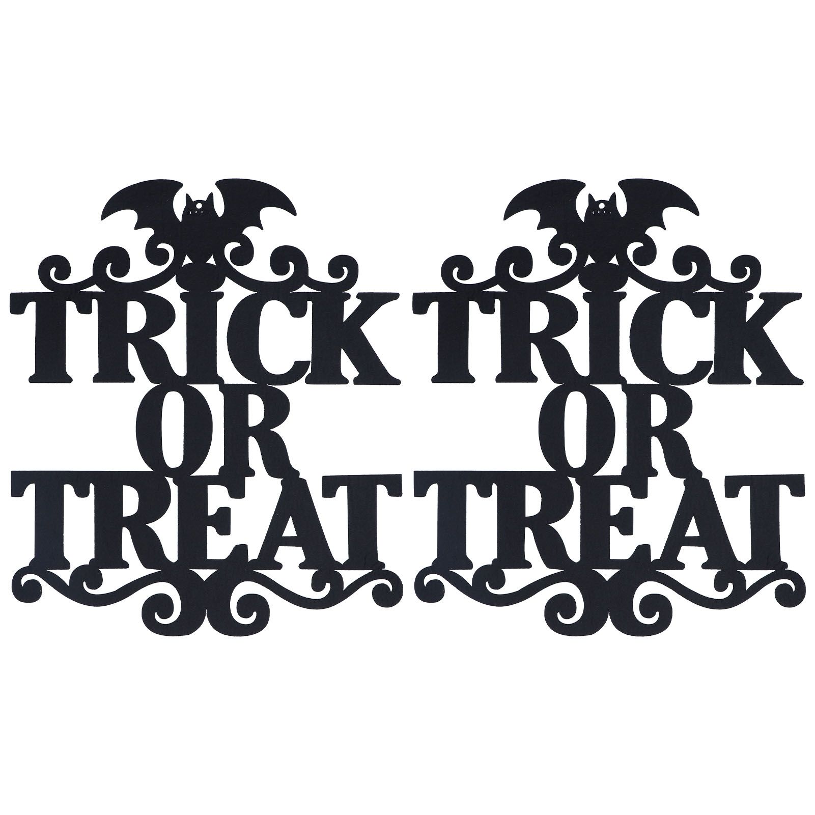 2Set Non Woven Fabric Halloween Hanging Sign Trick Or Treat Hanger for Front Door Party - Image 2