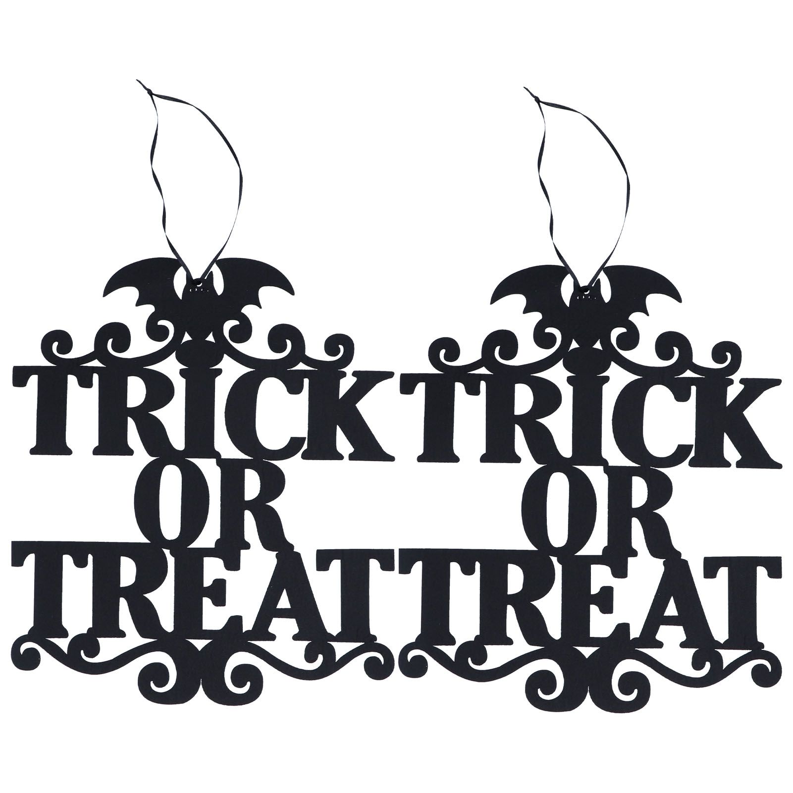 2Set Non Woven Fabric Halloween Hanging Sign Trick Or Treat Hanger for Front Door Party - Image 7