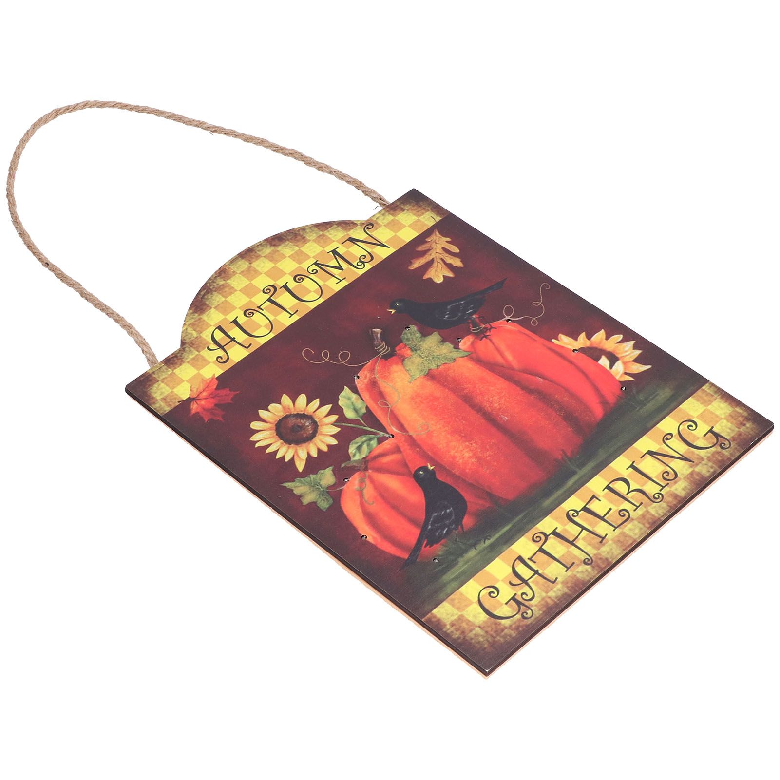Pumpkin Turkey Pattern Wooden Hanging Board Sign with LED Light for Indoor Outdoor Thanksgiving - Image 2