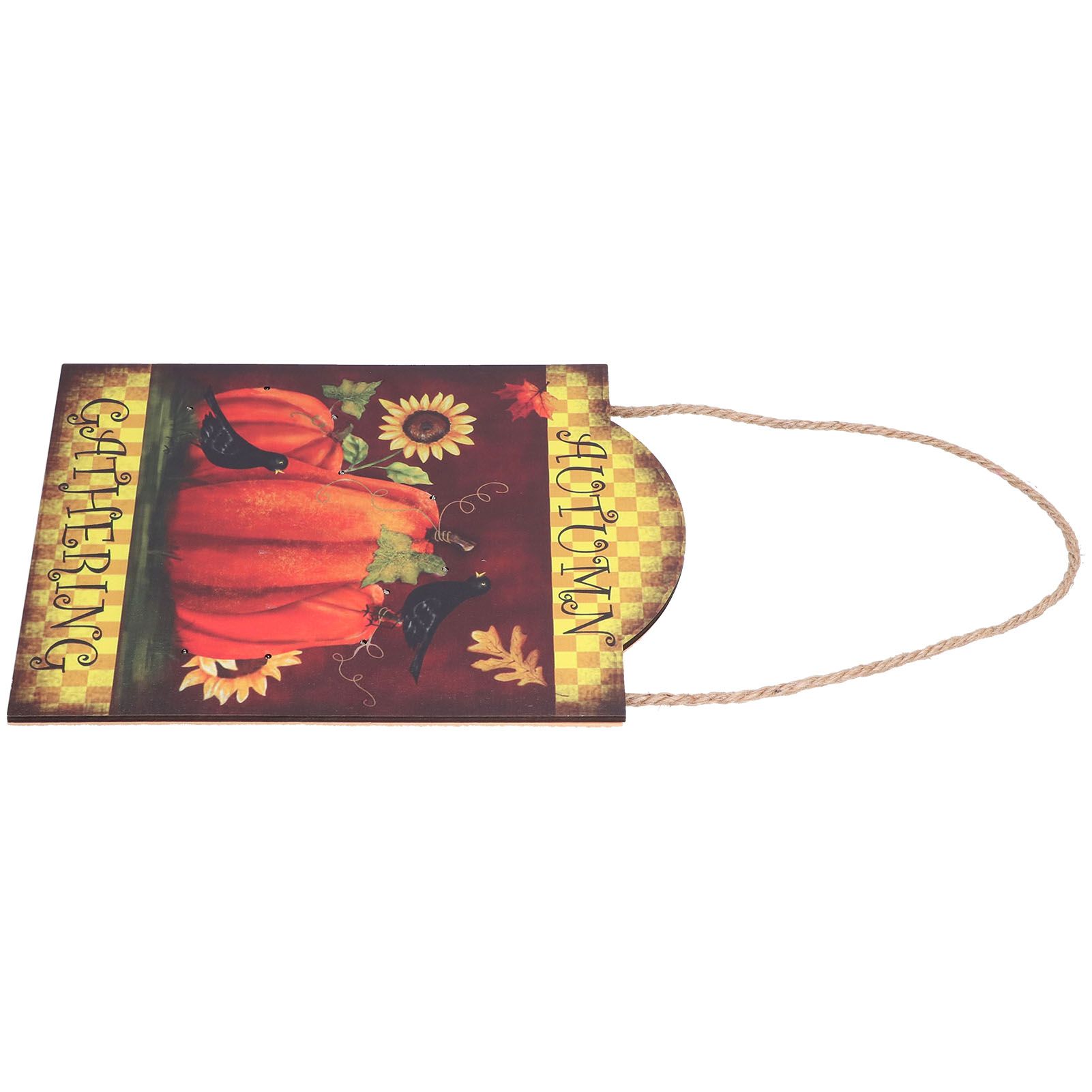 Pumpkin Turkey Pattern Wooden Hanging Board Sign with LED Light for Indoor Outdoor Thanksgiving - Image 4