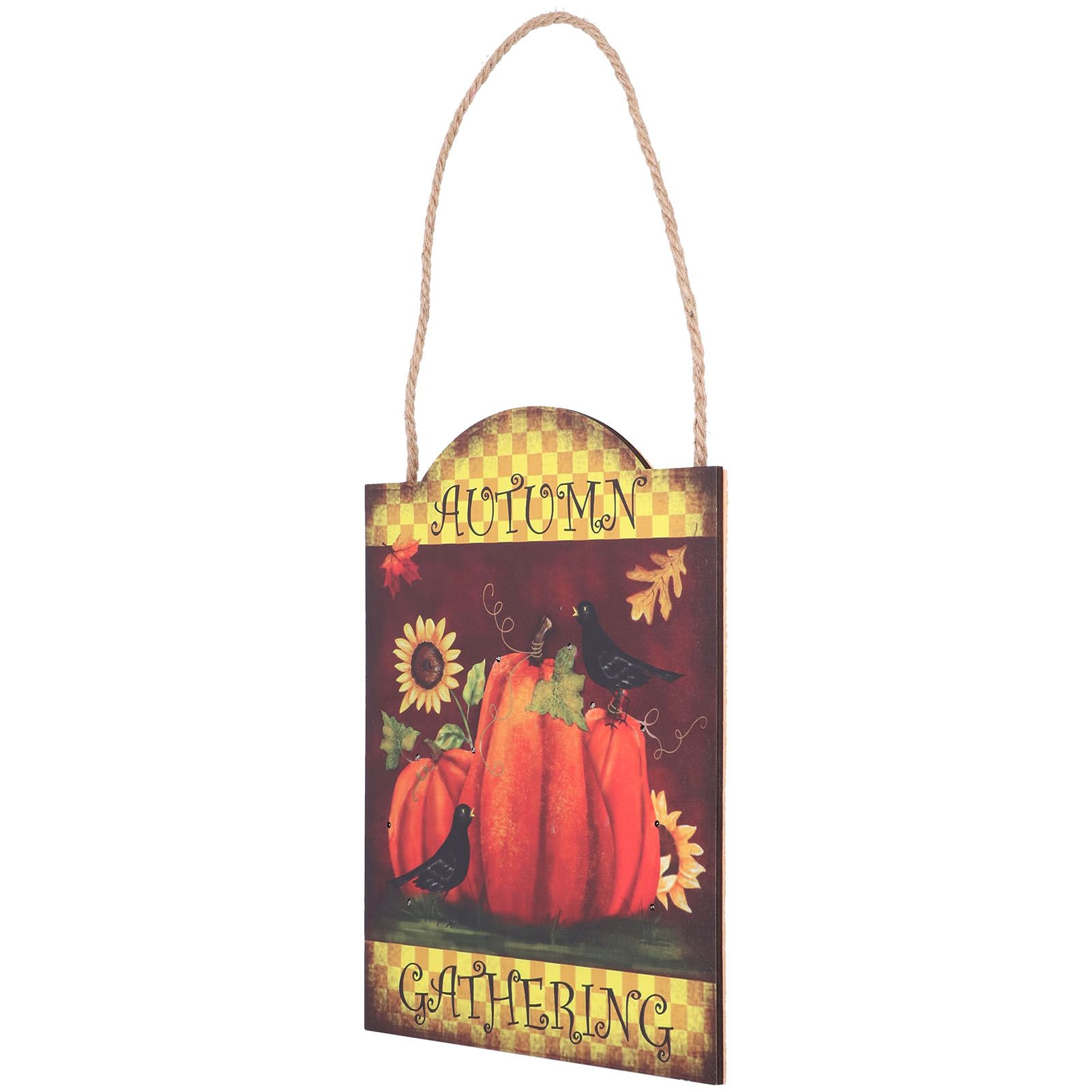 Pumpkin Turkey Pattern Wooden Hanging Board Sign with LED Light for Indoor Outdoor Thanksgiving - Image 5