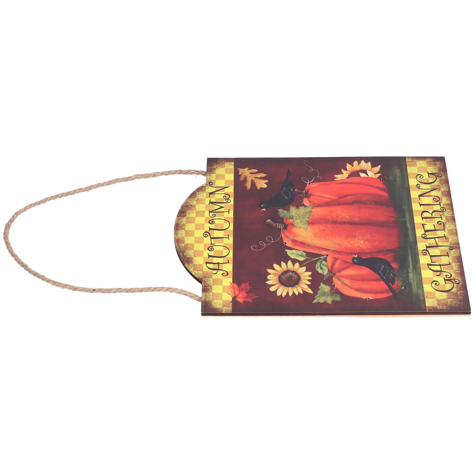 Pumpkin Turkey Pattern Wooden Hanging Board Sign with LED Light for Indoor Outdoor Thanksgiving - Image 6